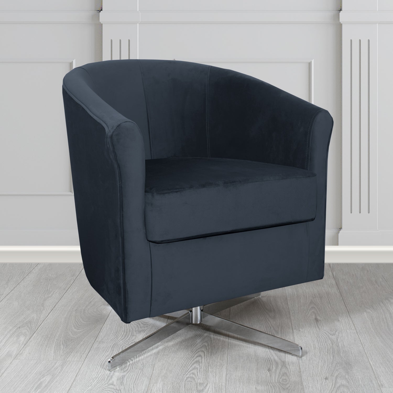 Cannes Swivel Tub Chair in Panaz Fabrics Allure Crib 5 Velvet Fabric