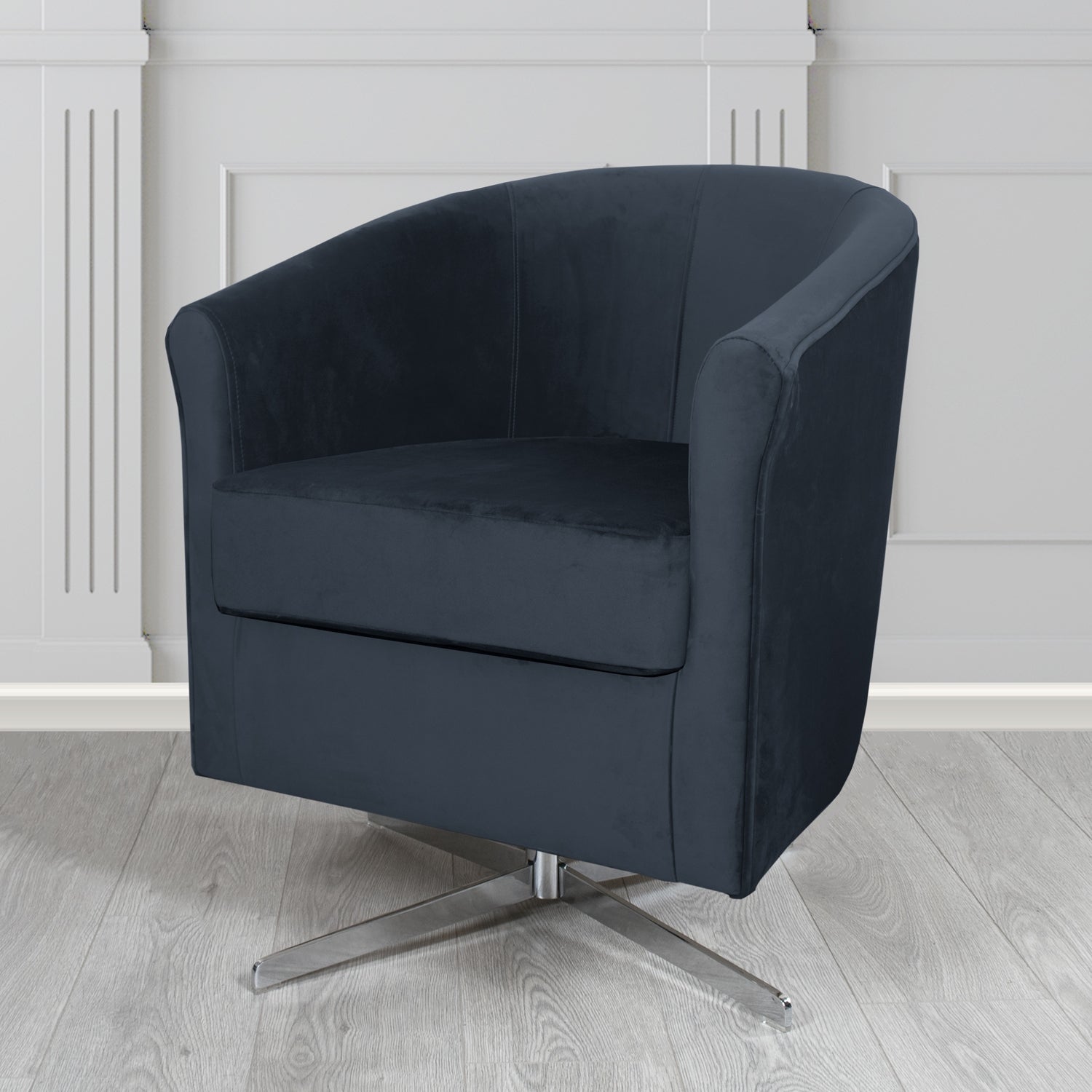 Cannes Swivel Tub Chair in Panaz Fabrics Allure Crib 5 Velvet Fabric