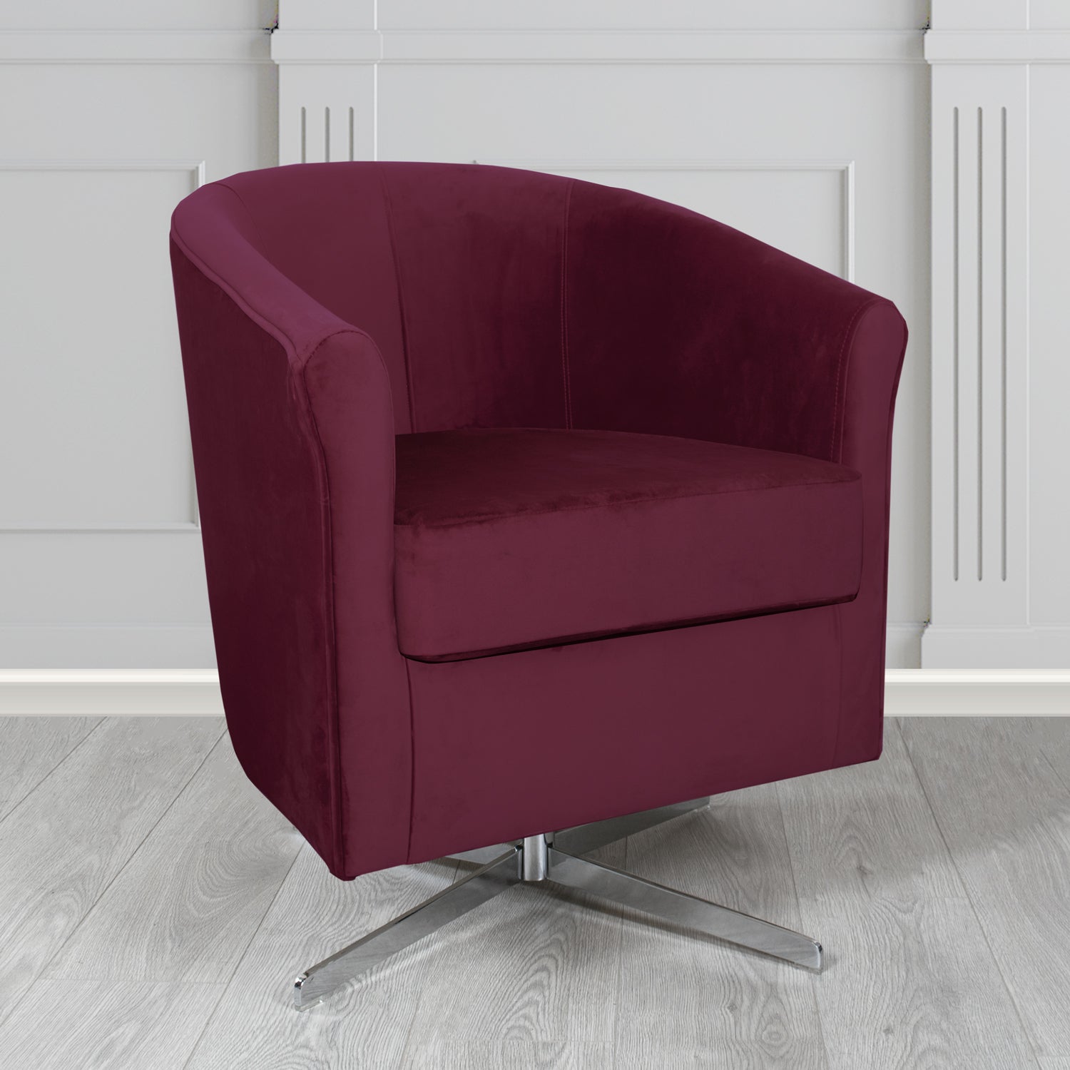 Cannes Swivel Tub Chair in Panaz Fabrics Allure Crib 5 Velvet Fabric