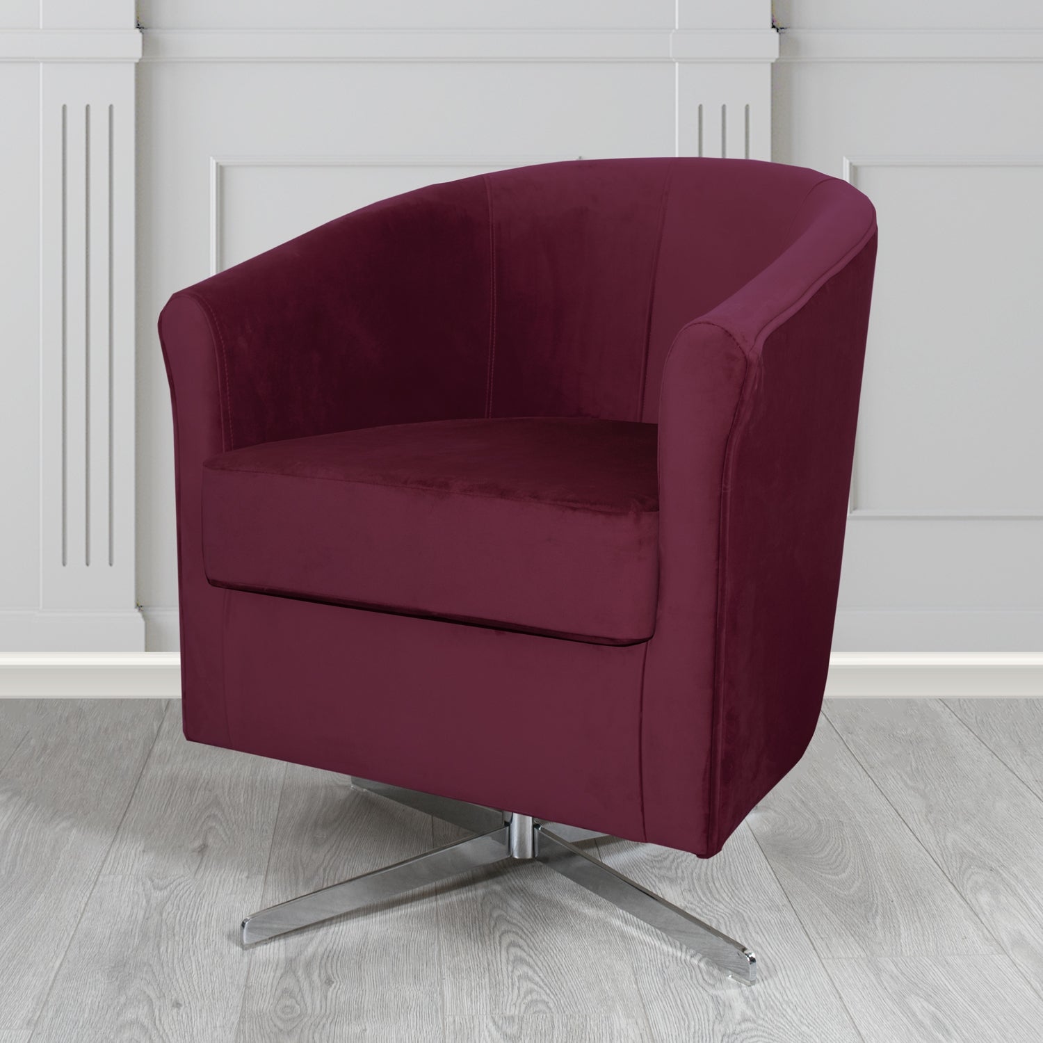 Cannes Swivel Tub Chair in Panaz Fabrics Allure Crib 5 Velvet Fabric