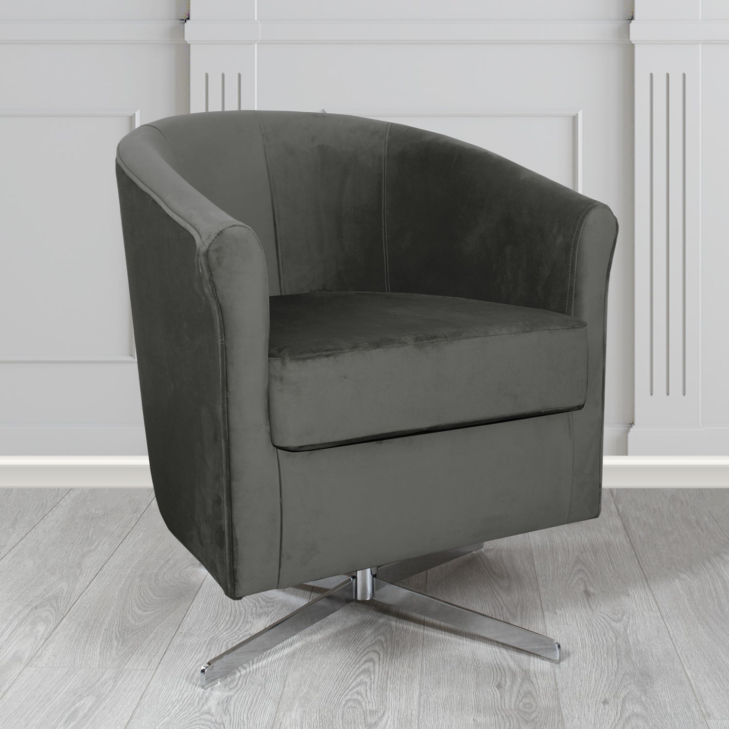 Cannes Swivel Tub Chair in Panaz Fabrics Allure Crib 5 Velvet Fabric