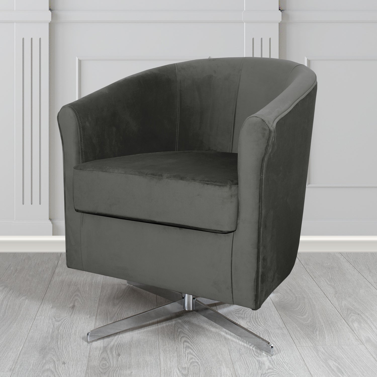Cannes Swivel Tub Chair in Panaz Fabrics Allure Crib 5 Velvet Fabric