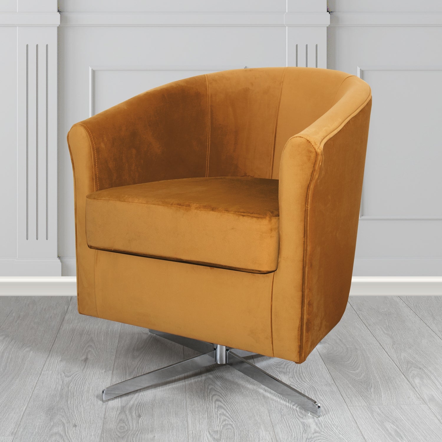 Cannes Swivel Tub Chair in Panaz Fabrics Allure Crib 5 Velvet Fabric