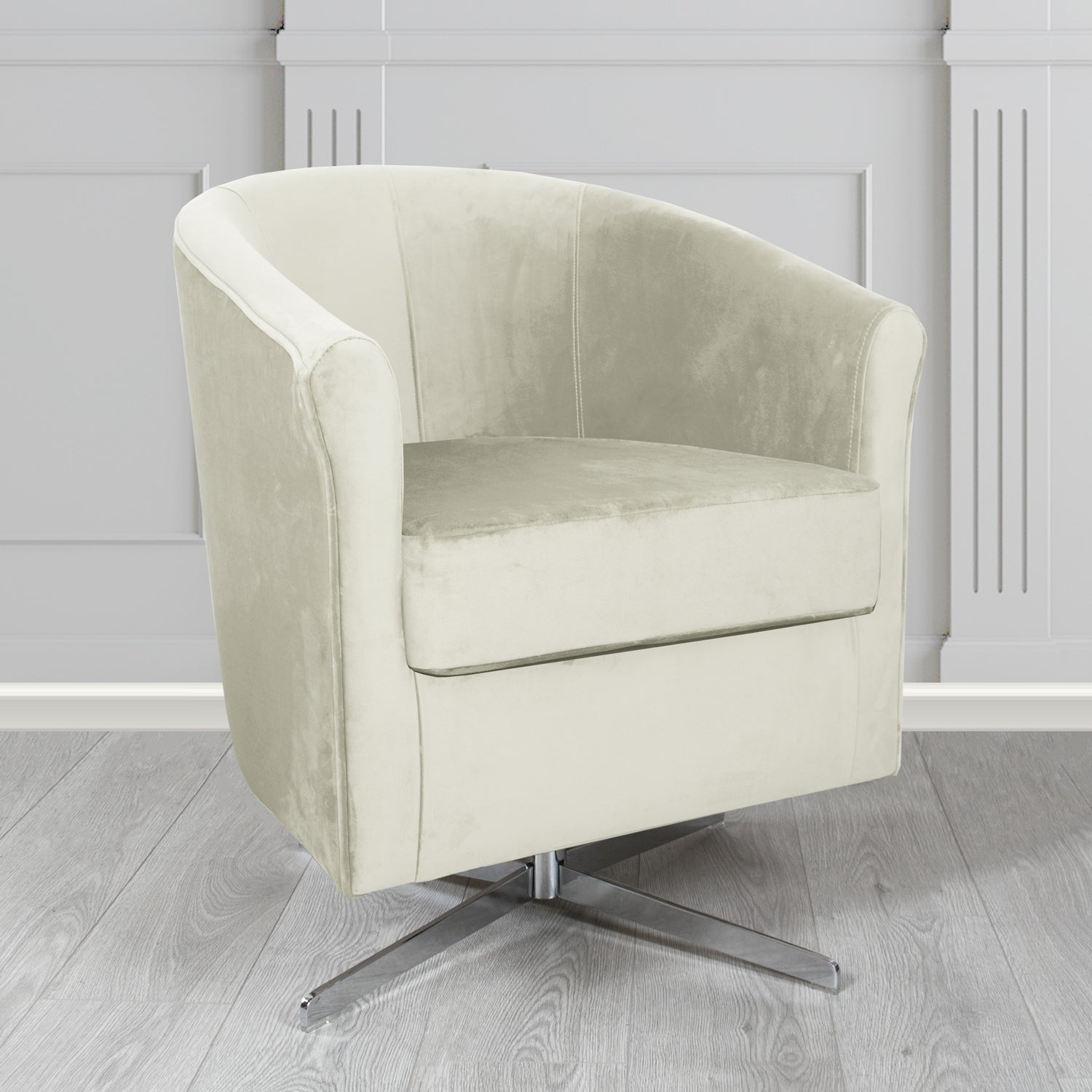 Cannes Swivel Tub Chair in Panaz Fabrics Allure Crib 5 Velvet Fabric