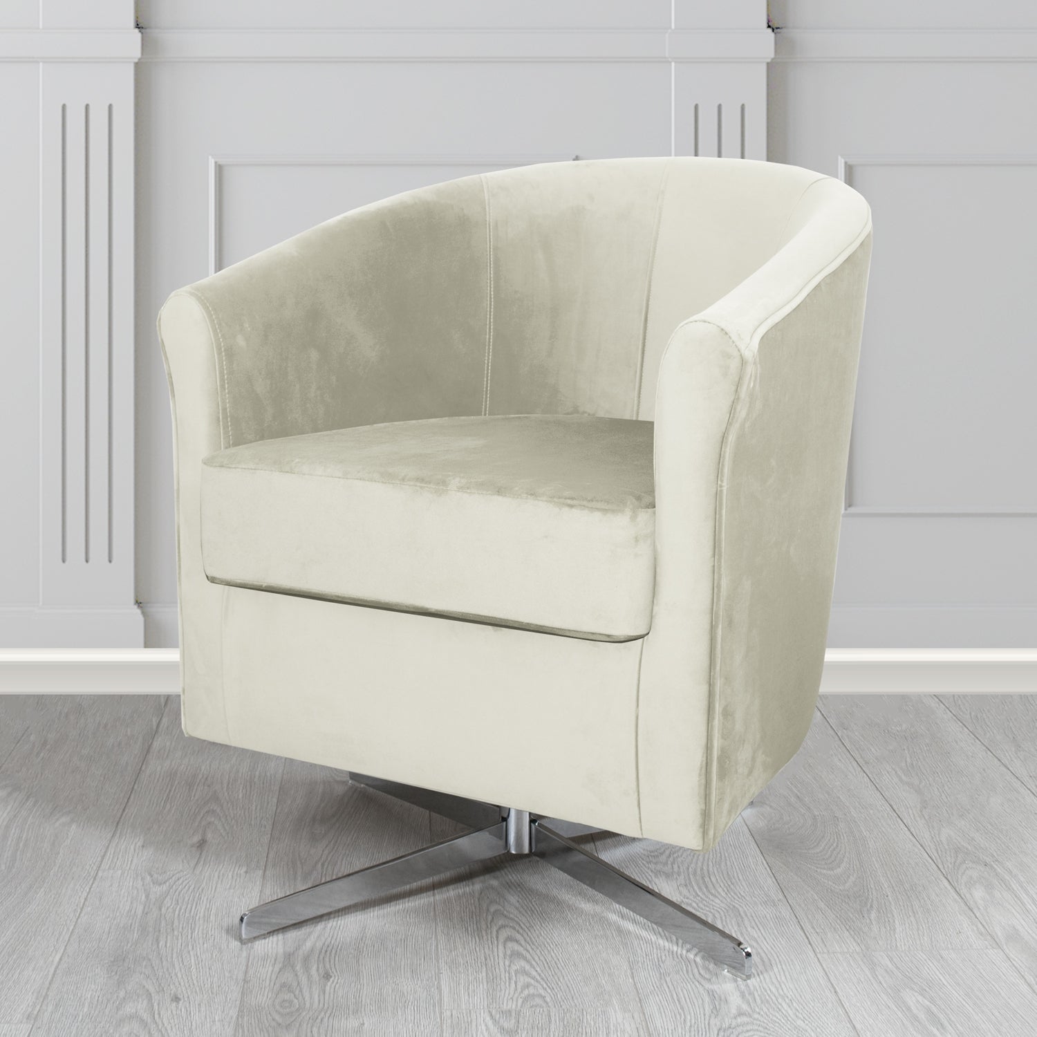 Cannes Swivel Tub Chair in Panaz Fabrics Allure Crib 5 Velvet Fabric