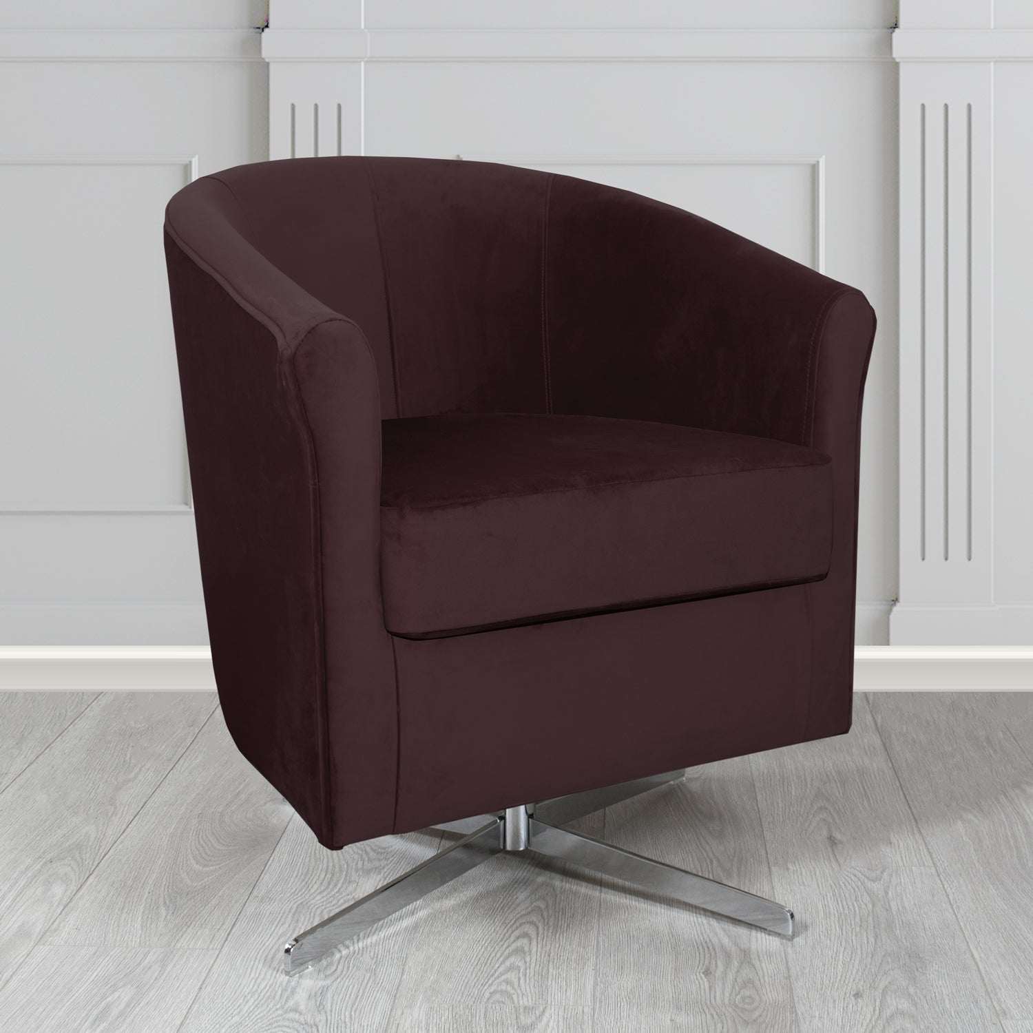 Cannes Swivel Tub Chair in Panaz Fabrics Allure Crib 5 Velvet Fabric