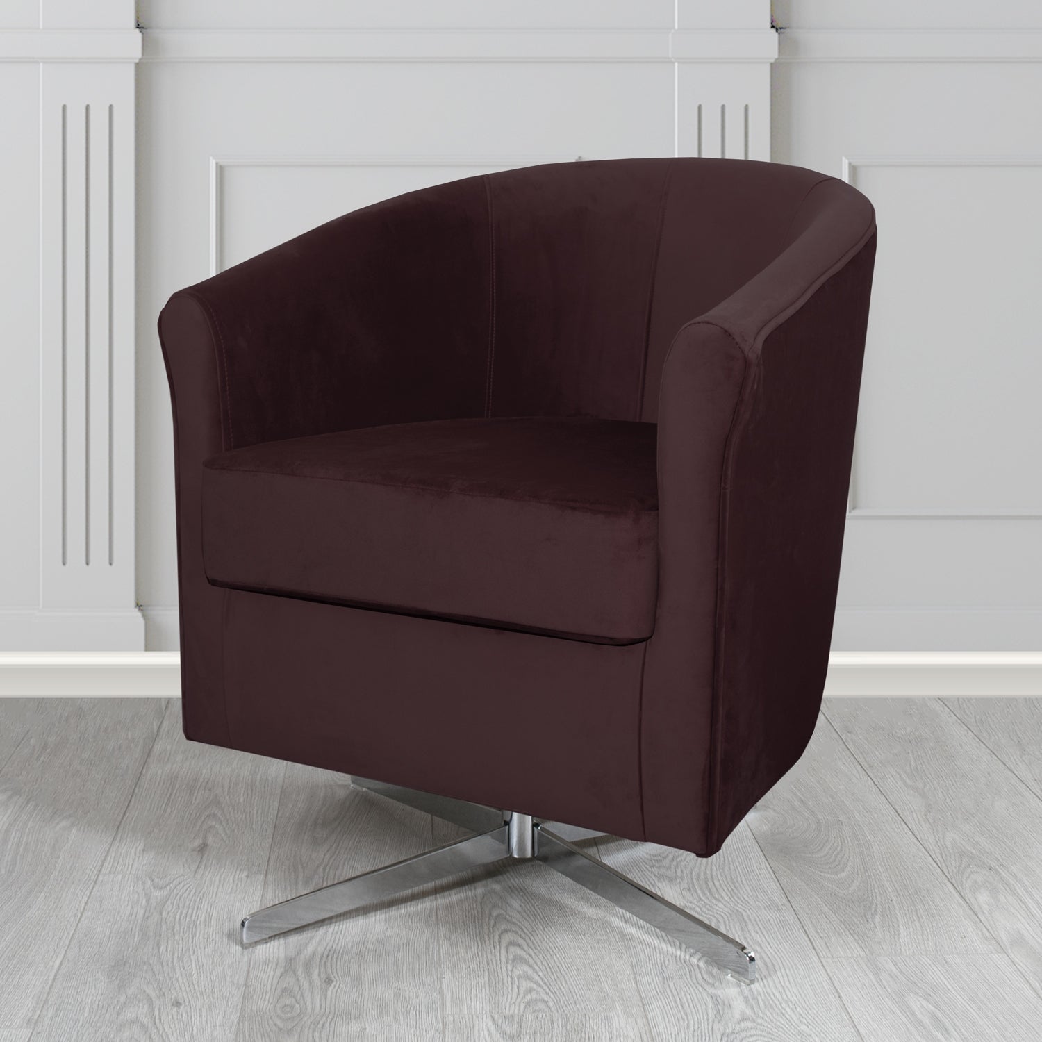 Cannes Swivel Tub Chair in Panaz Fabrics Allure Crib 5 Velvet Fabric