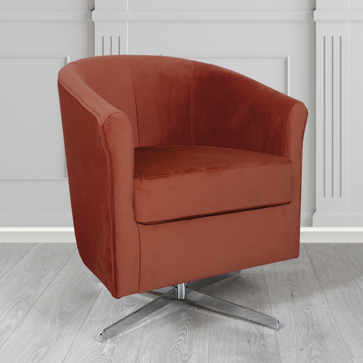 Cannes Swivel Tub Chair in Panaz Fabrics Allure Crib 5 Velvet Fabric