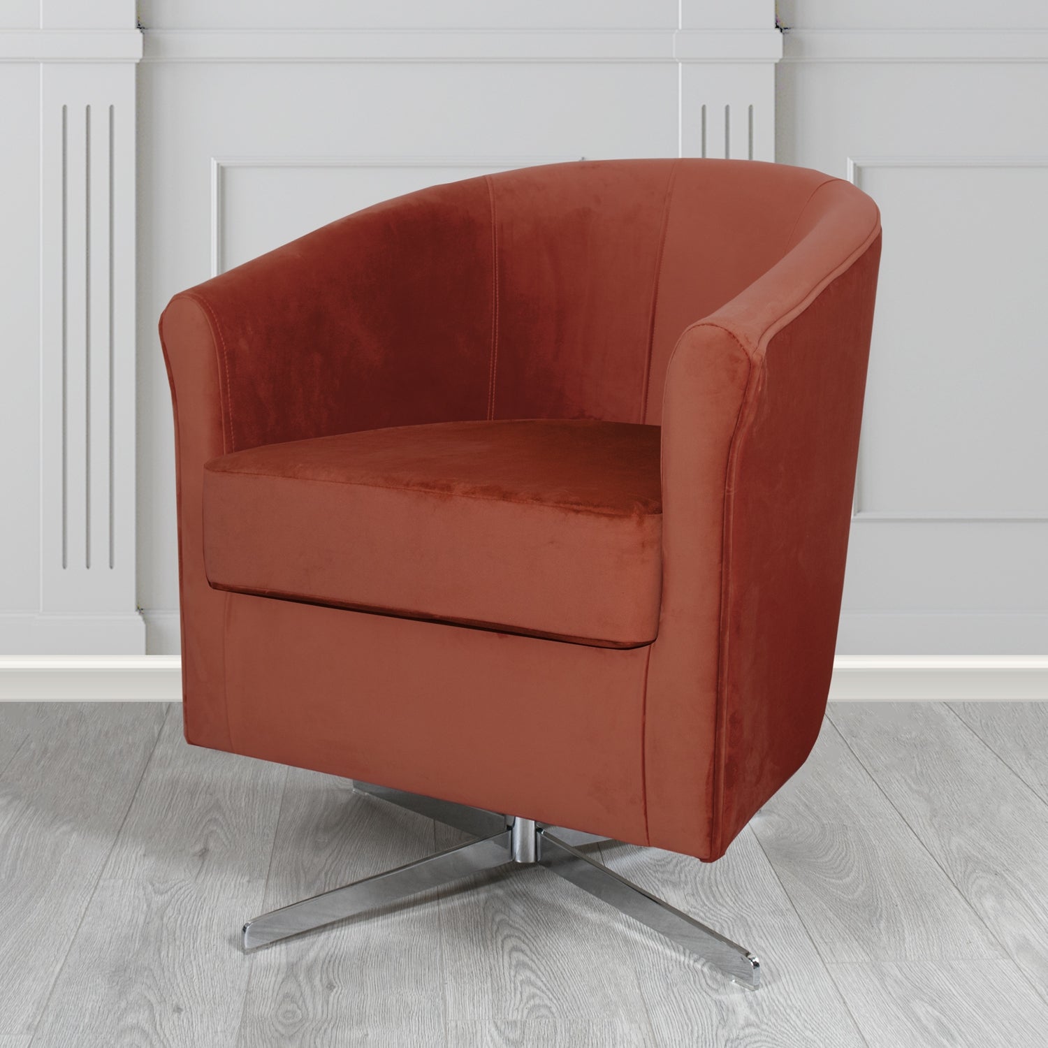 Cannes Swivel Tub Chair in Panaz Fabrics Allure Crib 5 Velvet Fabric
