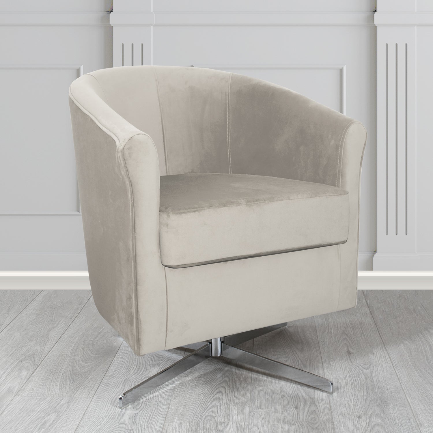 Cannes Swivel Tub Chair in Panaz Fabrics Allure Crib 5 Velvet Fabric