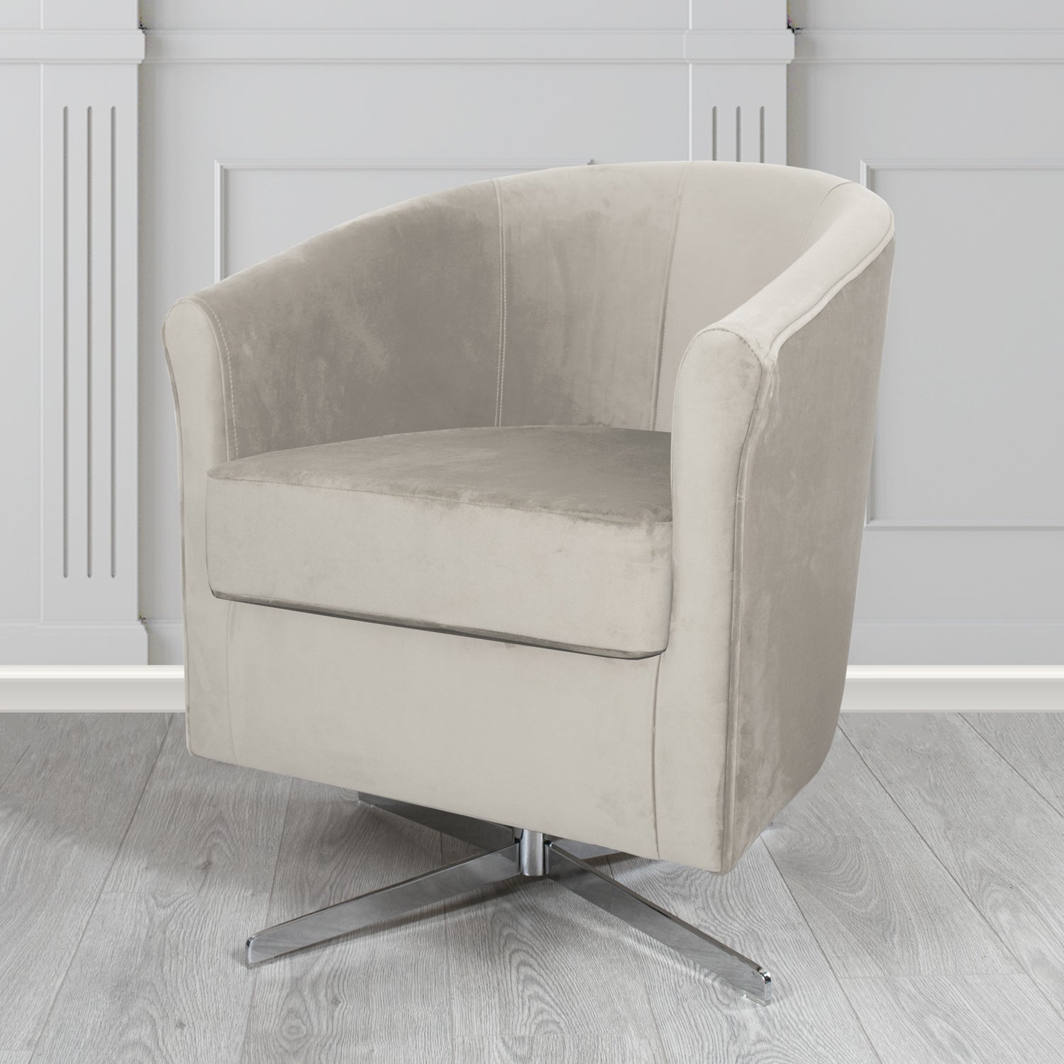 Cannes Swivel Tub Chair in Panaz Fabrics Allure Crib 5 Velvet Fabric