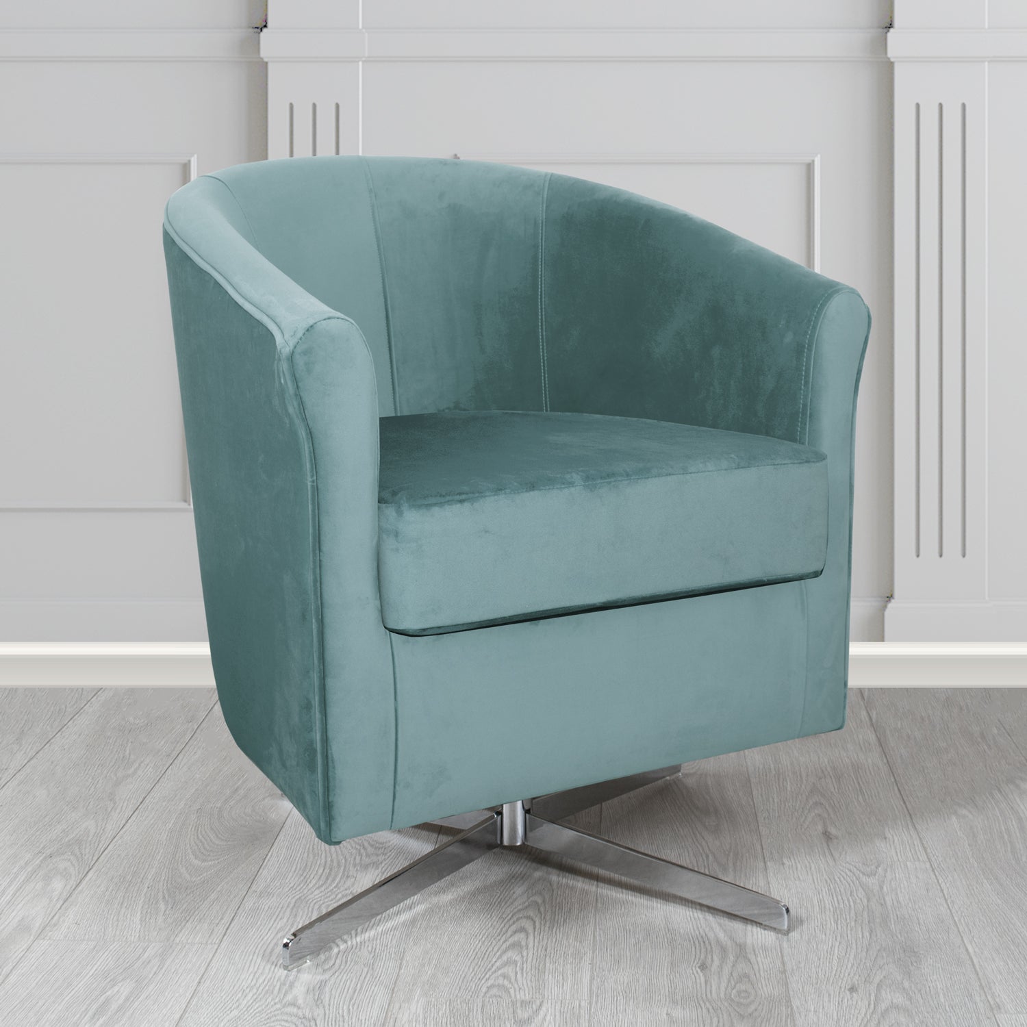 Cannes Swivel Tub Chair in Panaz Fabrics Allure Crib 5 Velvet Fabric