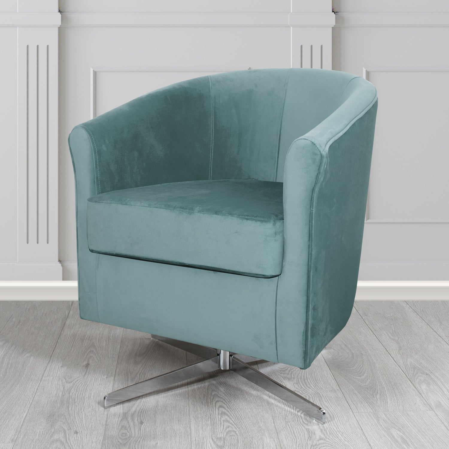 Cannes Swivel Tub Chair in Panaz Fabrics Allure Crib 5 Velvet Fabric
