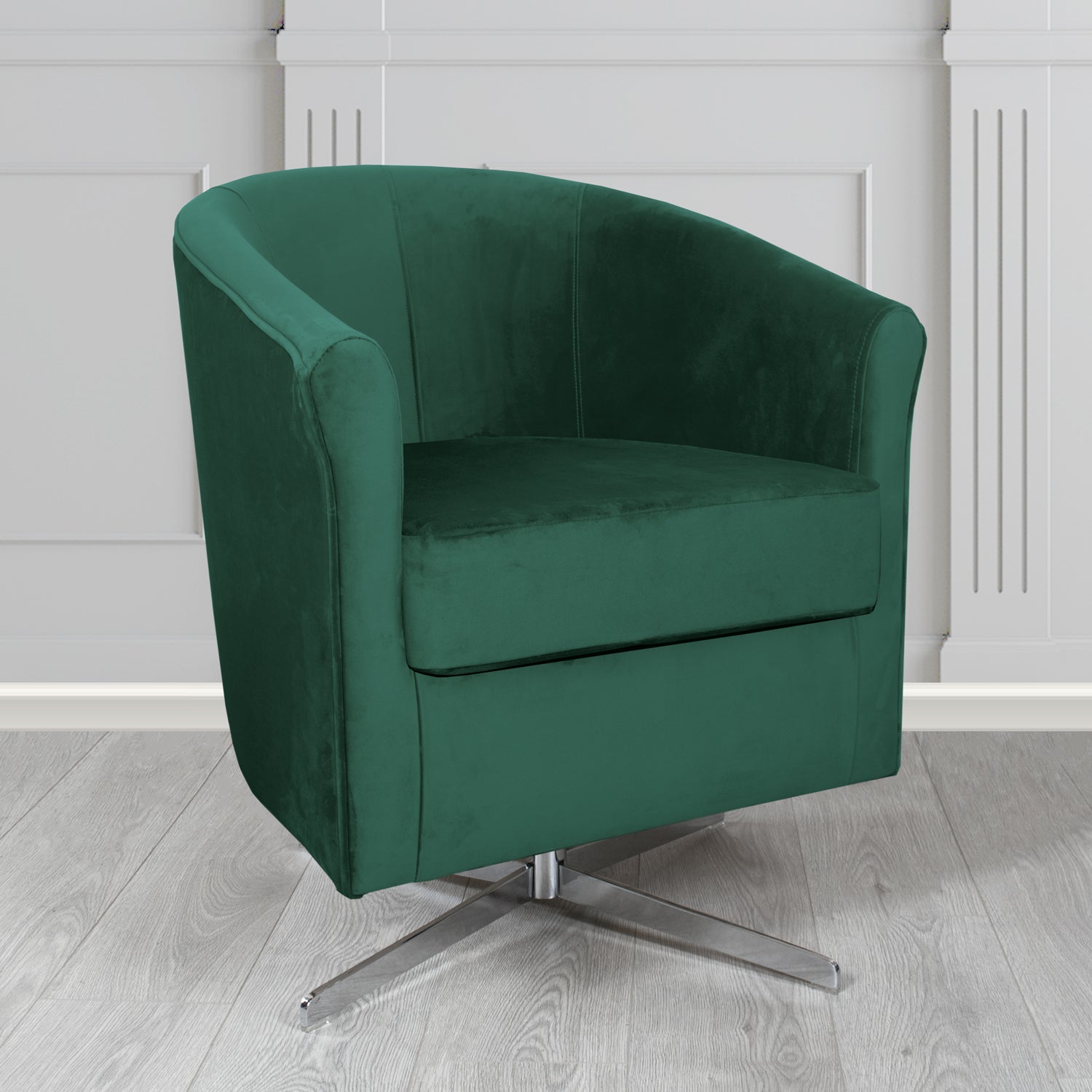 Cannes Swivel Tub Chair in Panaz Fabrics Allure Crib 5 Velvet Fabric