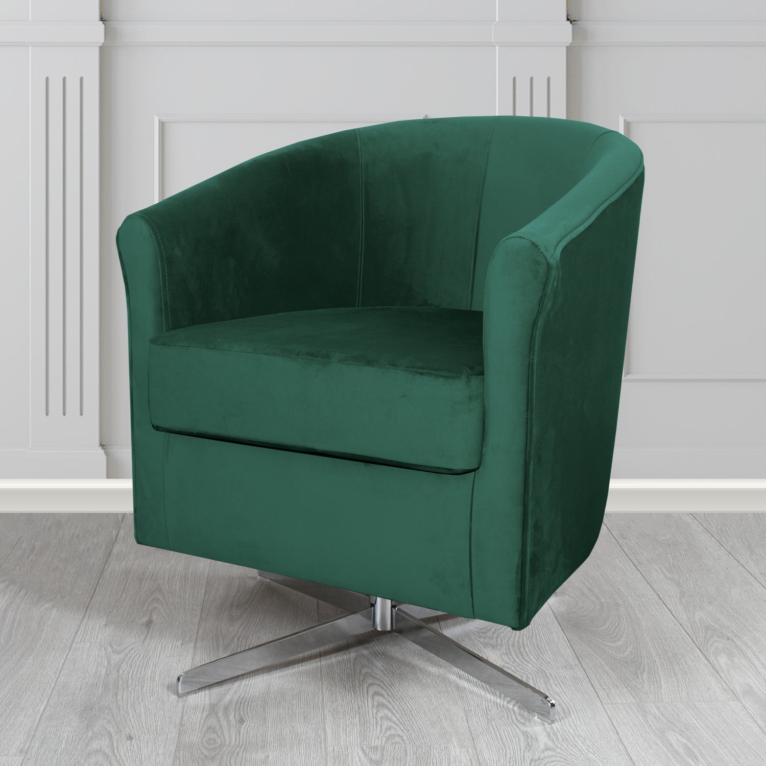 Cannes Swivel Tub Chair in Panaz Fabrics Allure Crib 5 Velvet Fabric