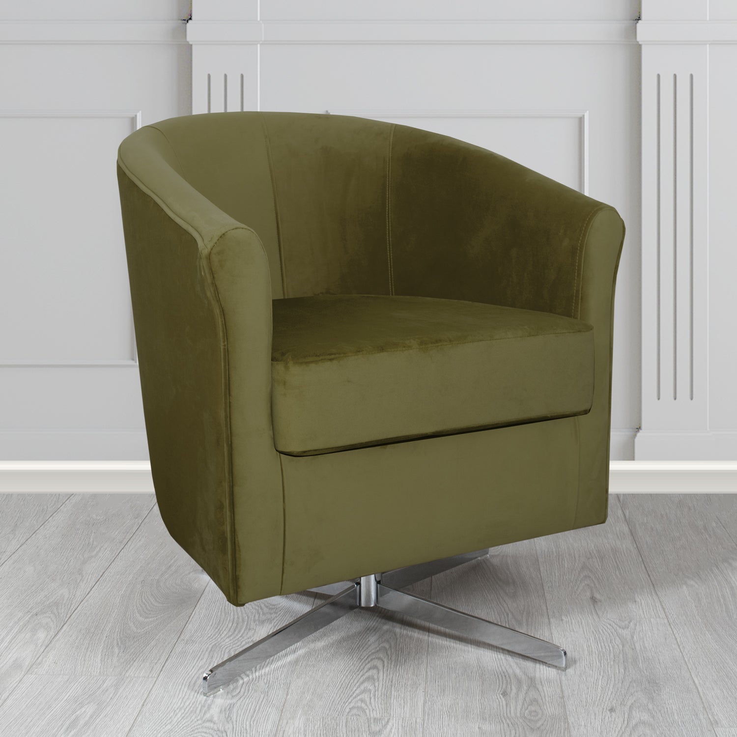 Cannes Swivel Tub Chair in Panaz Fabrics Allure Crib 5 Velvet Fabric