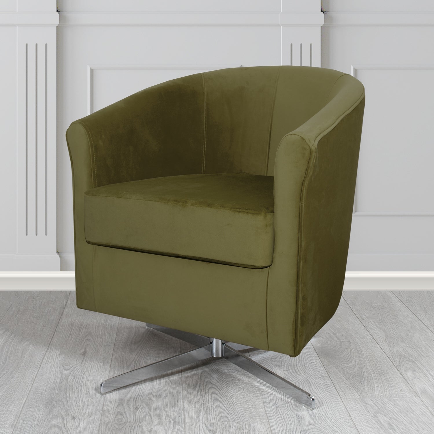 Cannes Swivel Tub Chair in Panaz Fabrics Allure Crib 5 Velvet Fabric