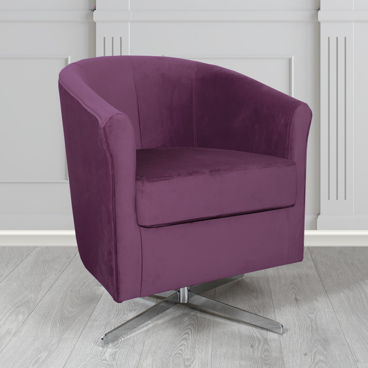 Cannes Swivel Tub Chair in Panaz Fabrics Allure Crib 5 Velvet Fabric