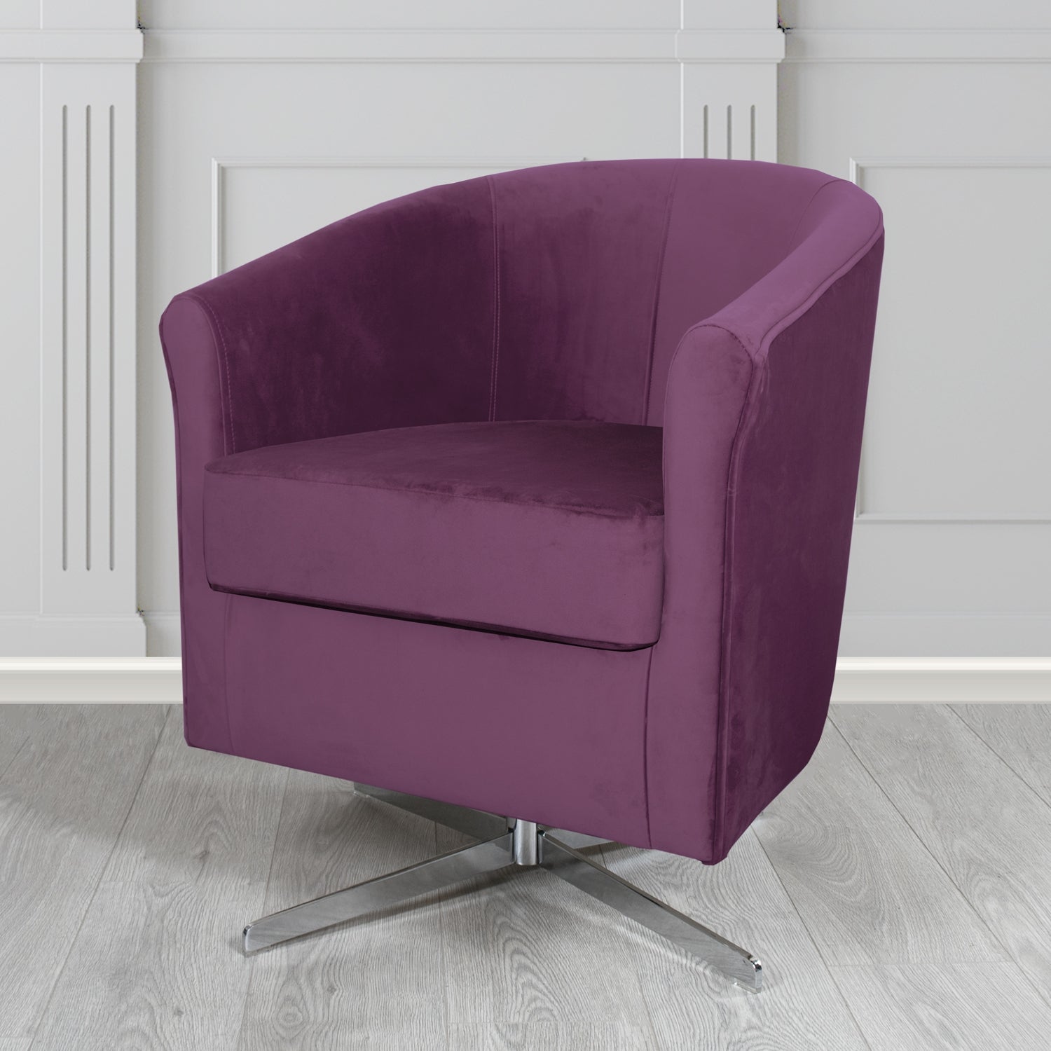 Cannes Swivel Tub Chair in Panaz Fabrics Allure Crib 5 Velvet Fabric