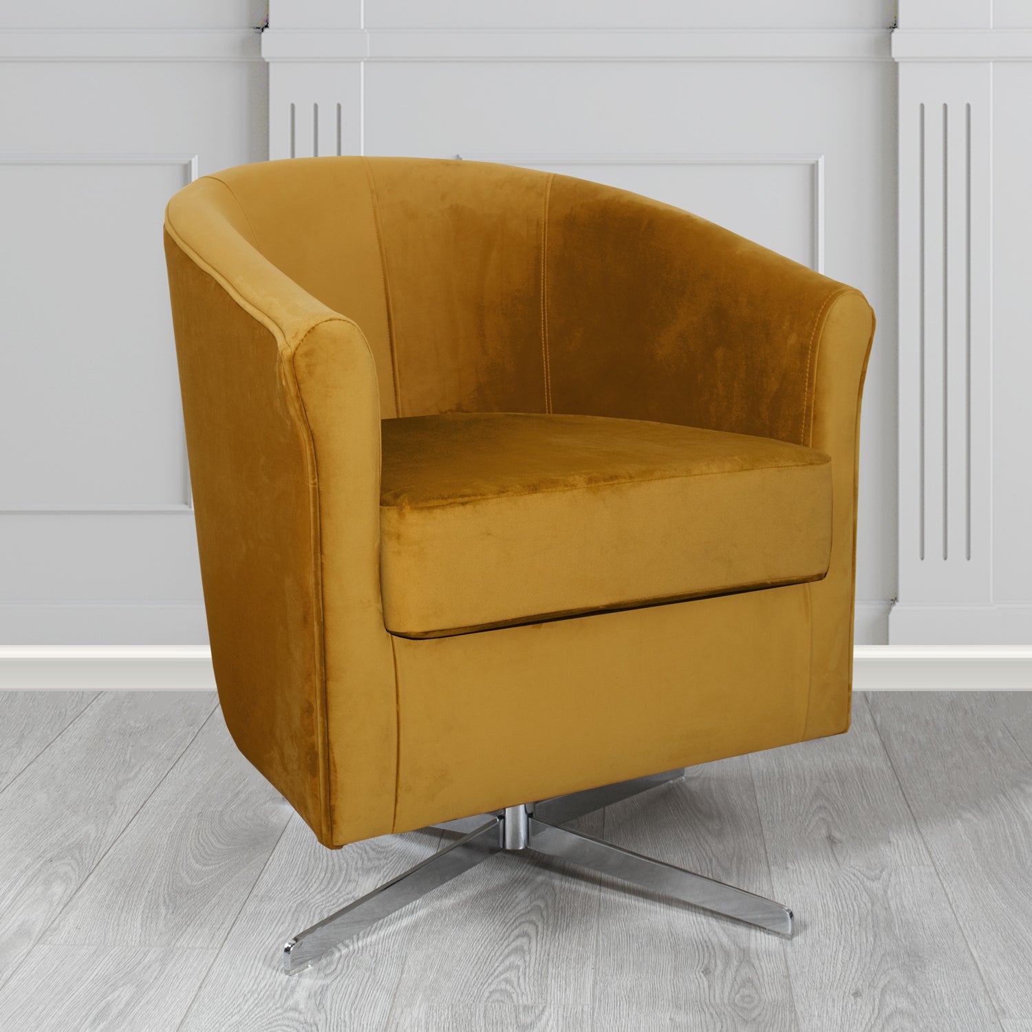 Cannes Swivel Tub Chair in Panaz Fabrics Allure Crib 5 Velvet Fabric