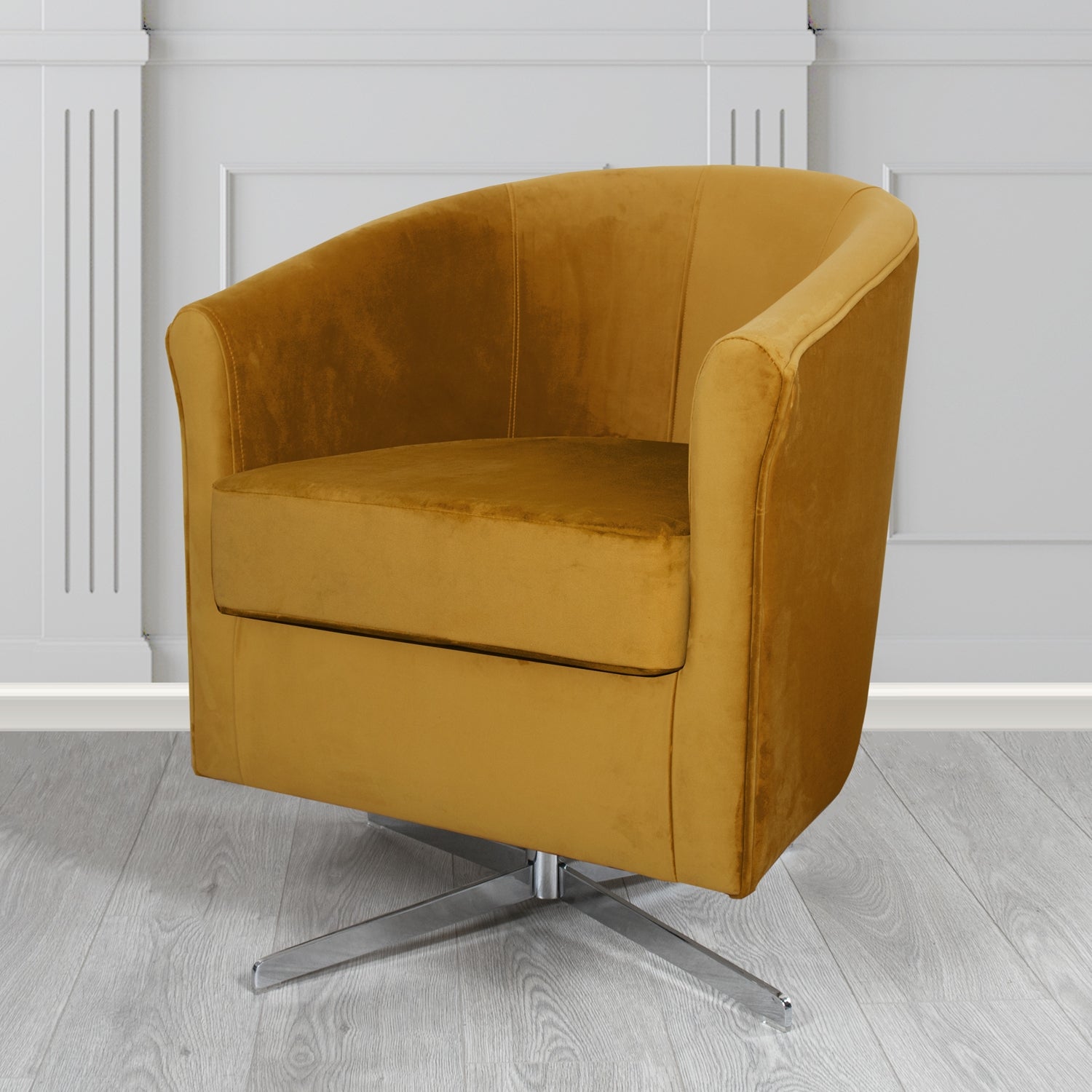 Cannes Swivel Tub Chair in Panaz Fabrics Allure Crib 5 Velvet Fabric