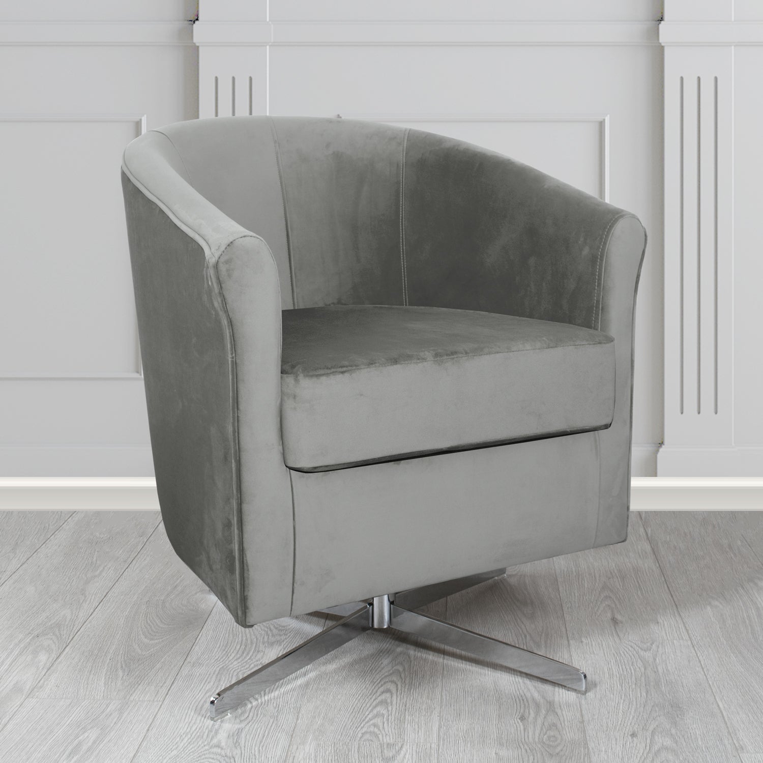 Cannes Swivel Tub Chair in Panaz Fabrics Allure Crib 5 Velvet Fabric