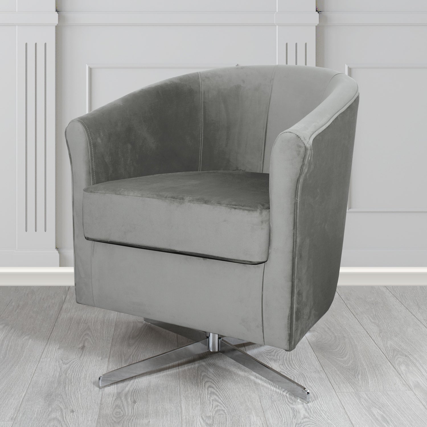 Cannes Swivel Tub Chair in Panaz Fabrics Allure Crib 5 Velvet Fabric