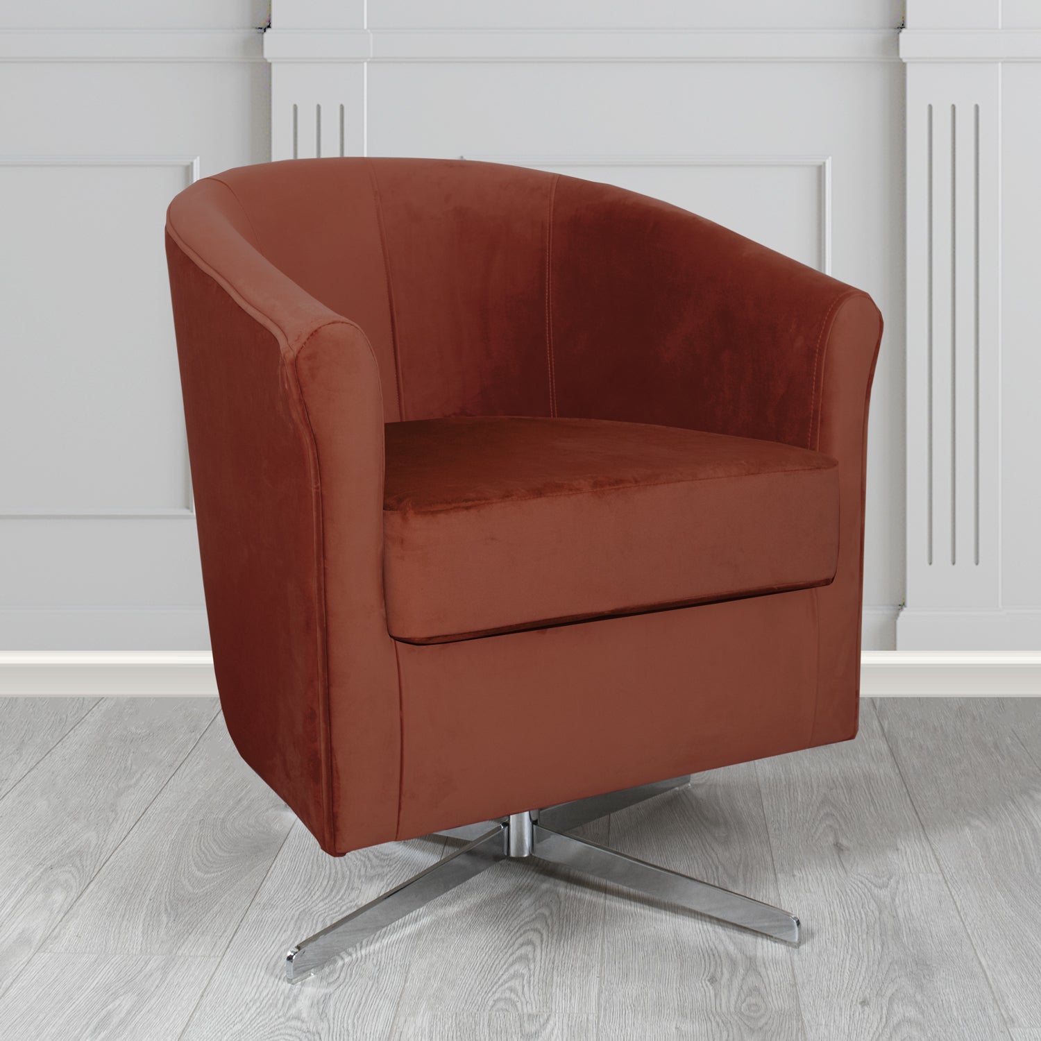 Cannes Swivel Tub Chair in Panaz Fabrics Allure Crib 5 Velvet Fabric