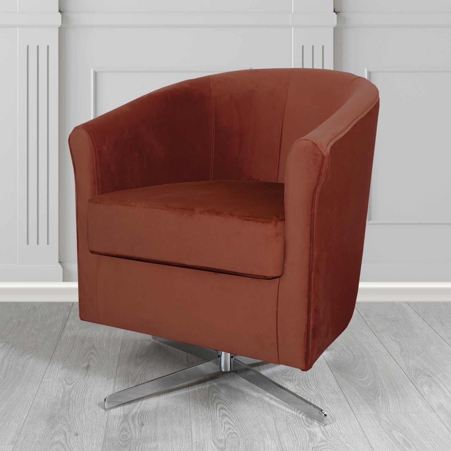 Cannes Swivel Tub Chair in Panaz Fabrics Allure Crib 5 Velvet Fabric
