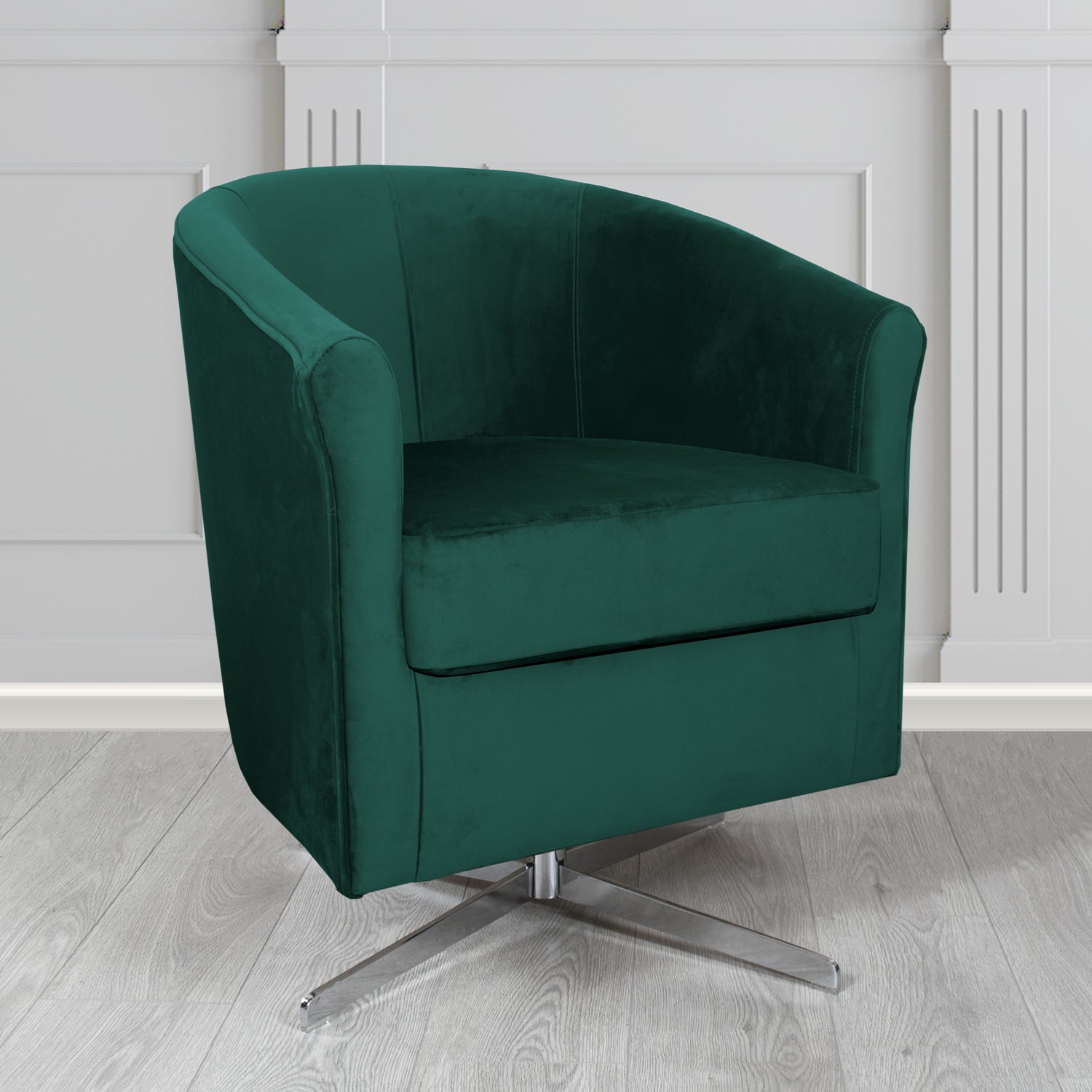 Cannes Swivel Tub Chair in Panaz Fabrics Allure Crib 5 Velvet Fabric