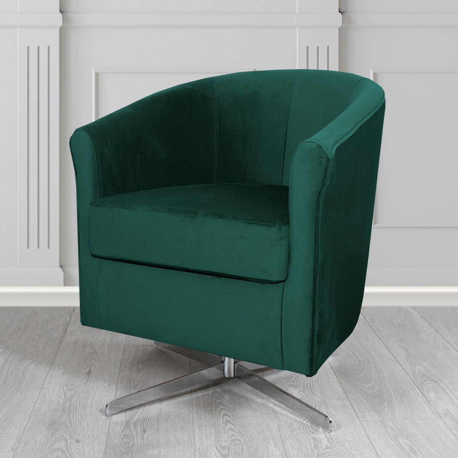 Cannes Swivel Tub Chair in Panaz Fabrics Allure Crib 5 Velvet Fabric