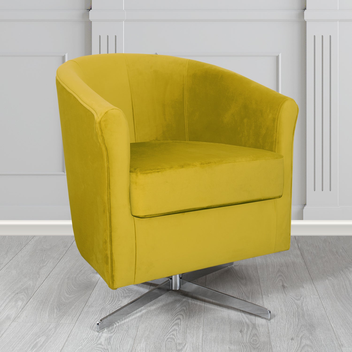 Cannes Swivel Tub Chair in Panaz Fabrics Allure Crib 5 Velvet Fabric