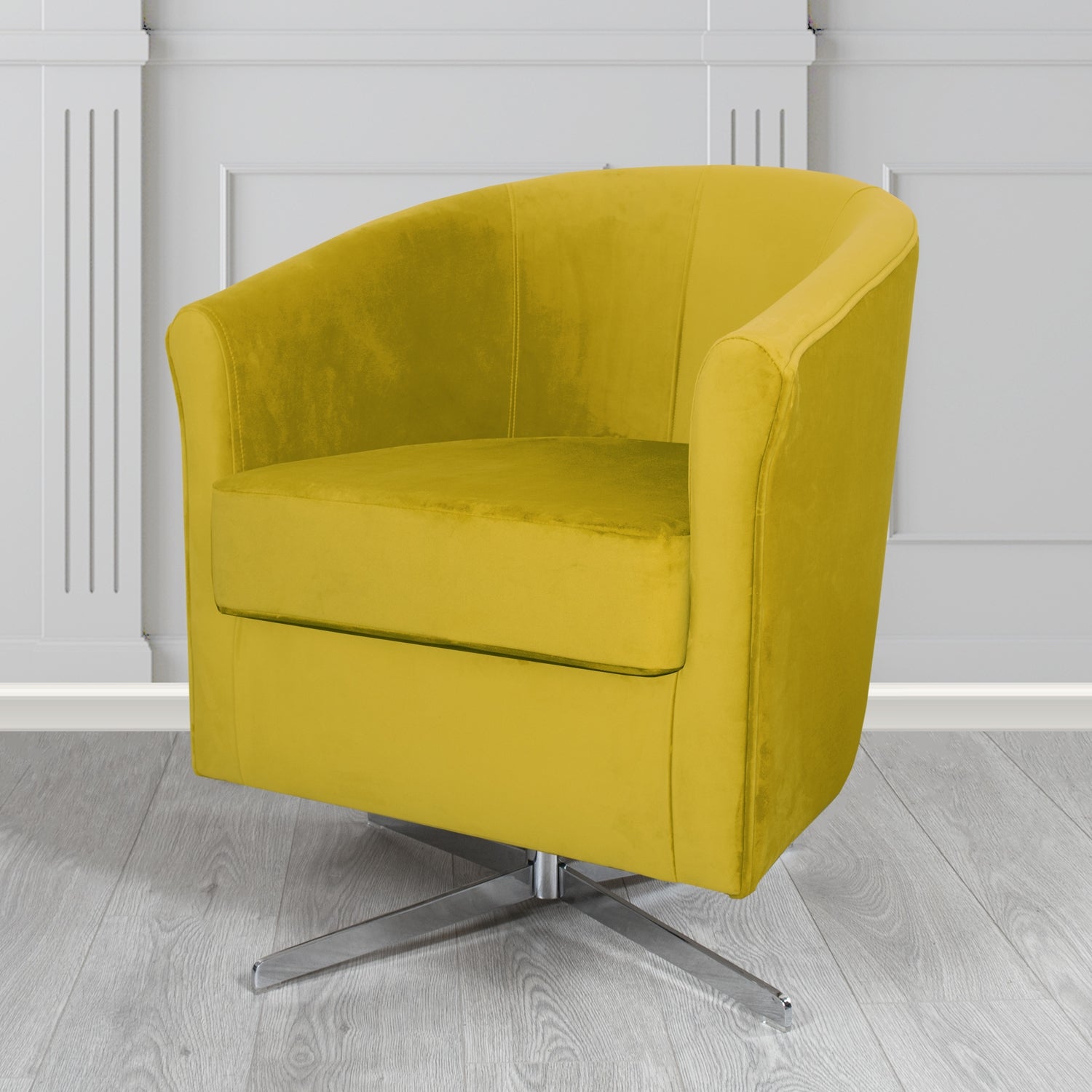 Cannes Swivel Tub Chair in Panaz Fabrics Allure Crib 5 Velvet Fabric