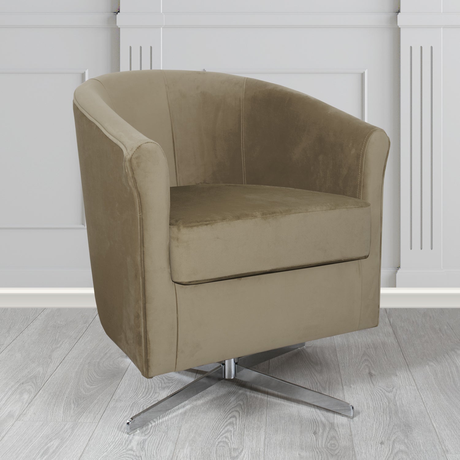 Cannes Swivel Tub Chair in Panaz Fabrics Allure Crib 5 Velvet Fabric