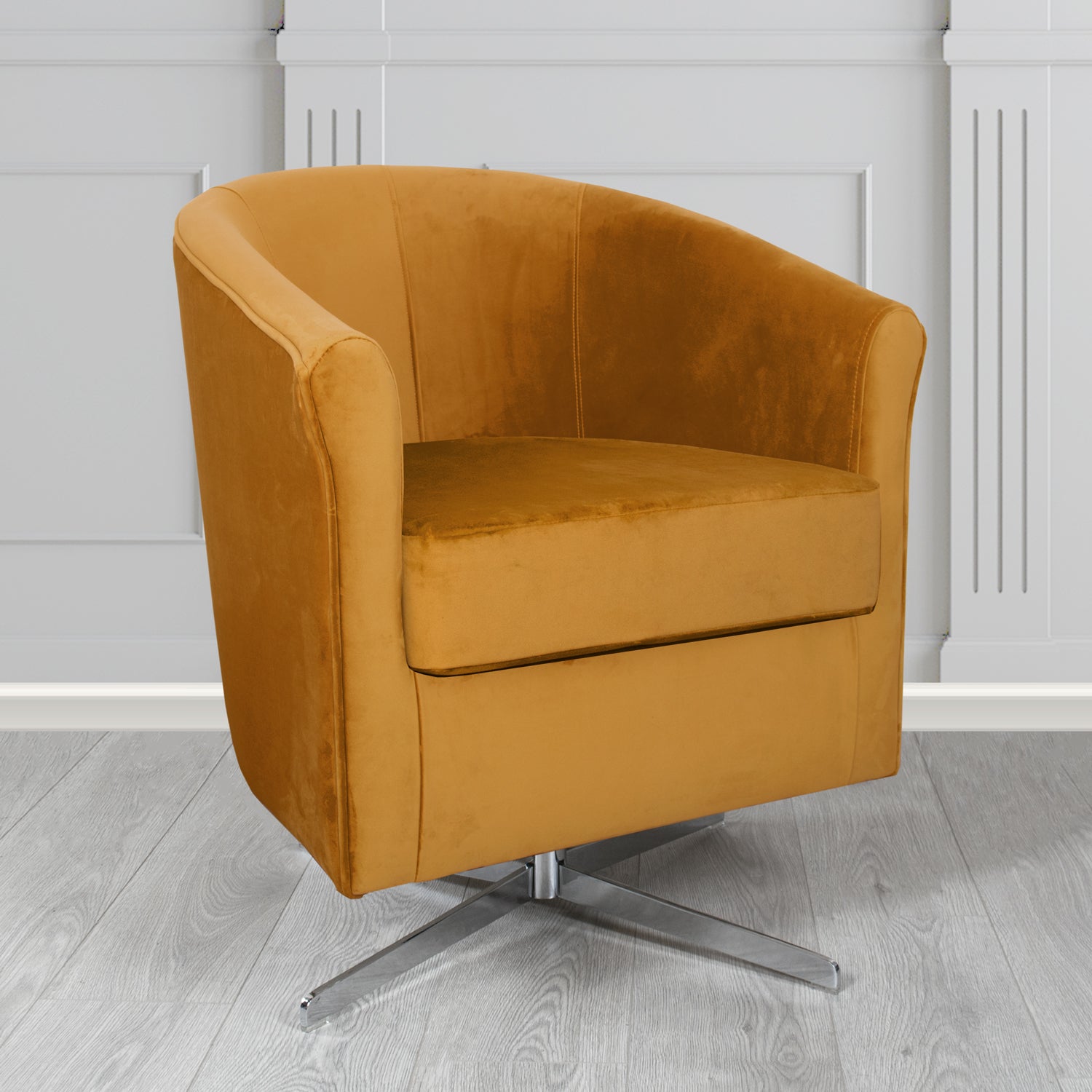 Cannes Swivel Tub Chair in Panaz Fabrics Allure Crib 5 Velvet Fabric