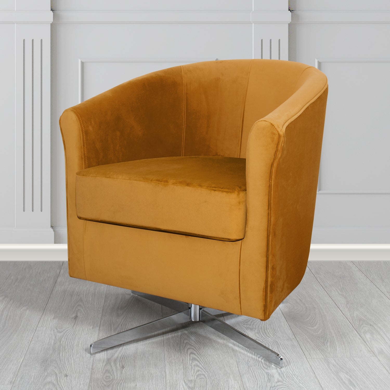 Cannes Swivel Tub Chair in Panaz Fabrics Allure Crib 5 Velvet Fabric