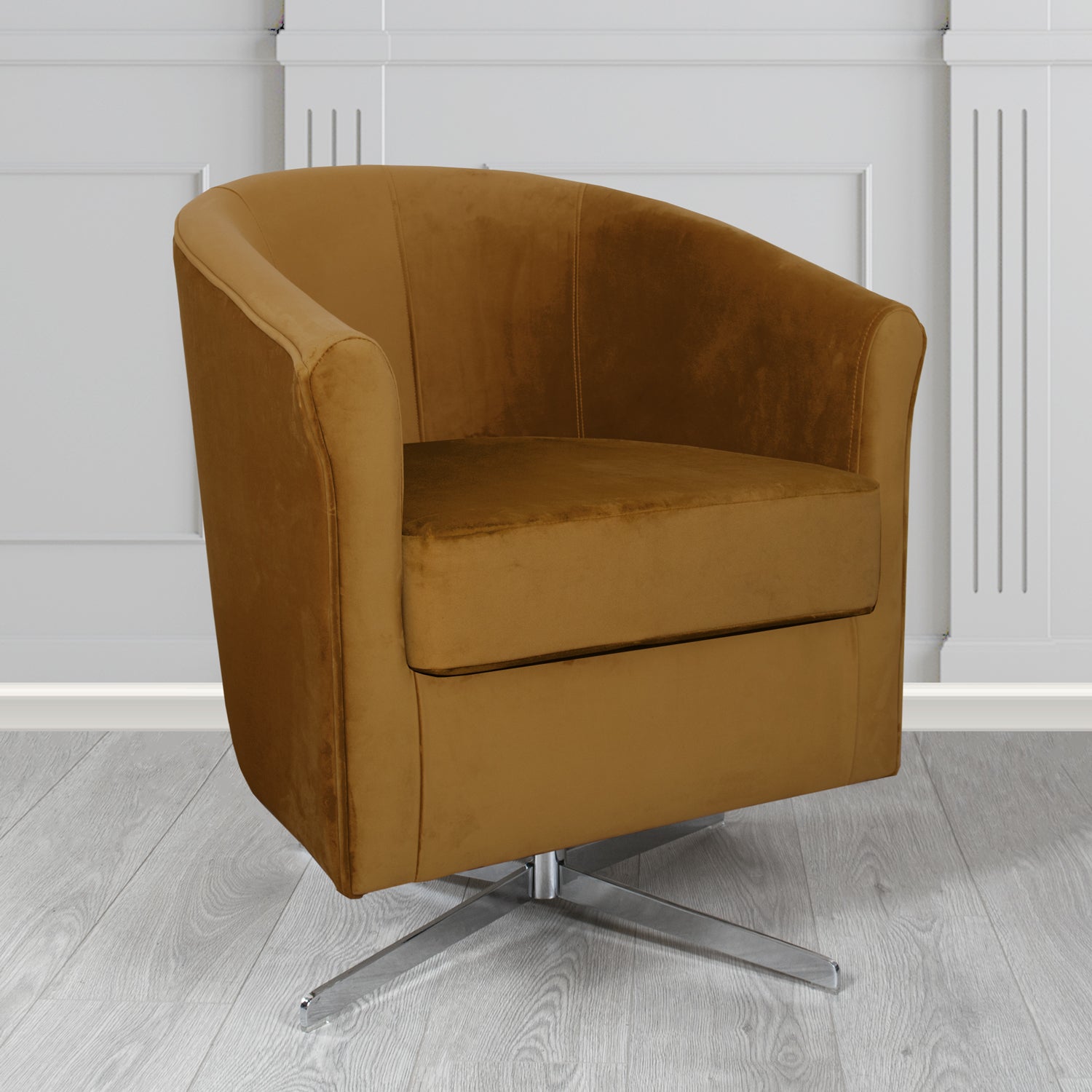Cannes Swivel Tub Chair in Panaz Fabrics Allure Crib 5 Velvet Fabric