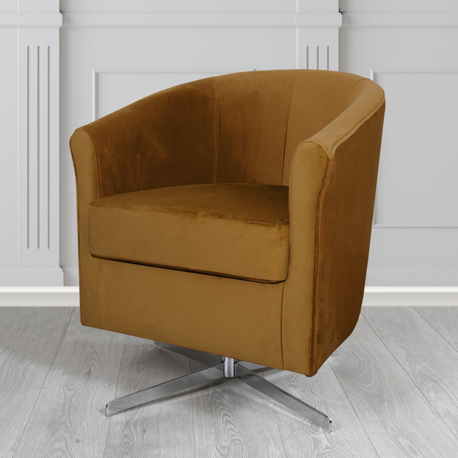 Cannes Swivel Tub Chair in Panaz Fabrics Allure Crib 5 Velvet Fabric