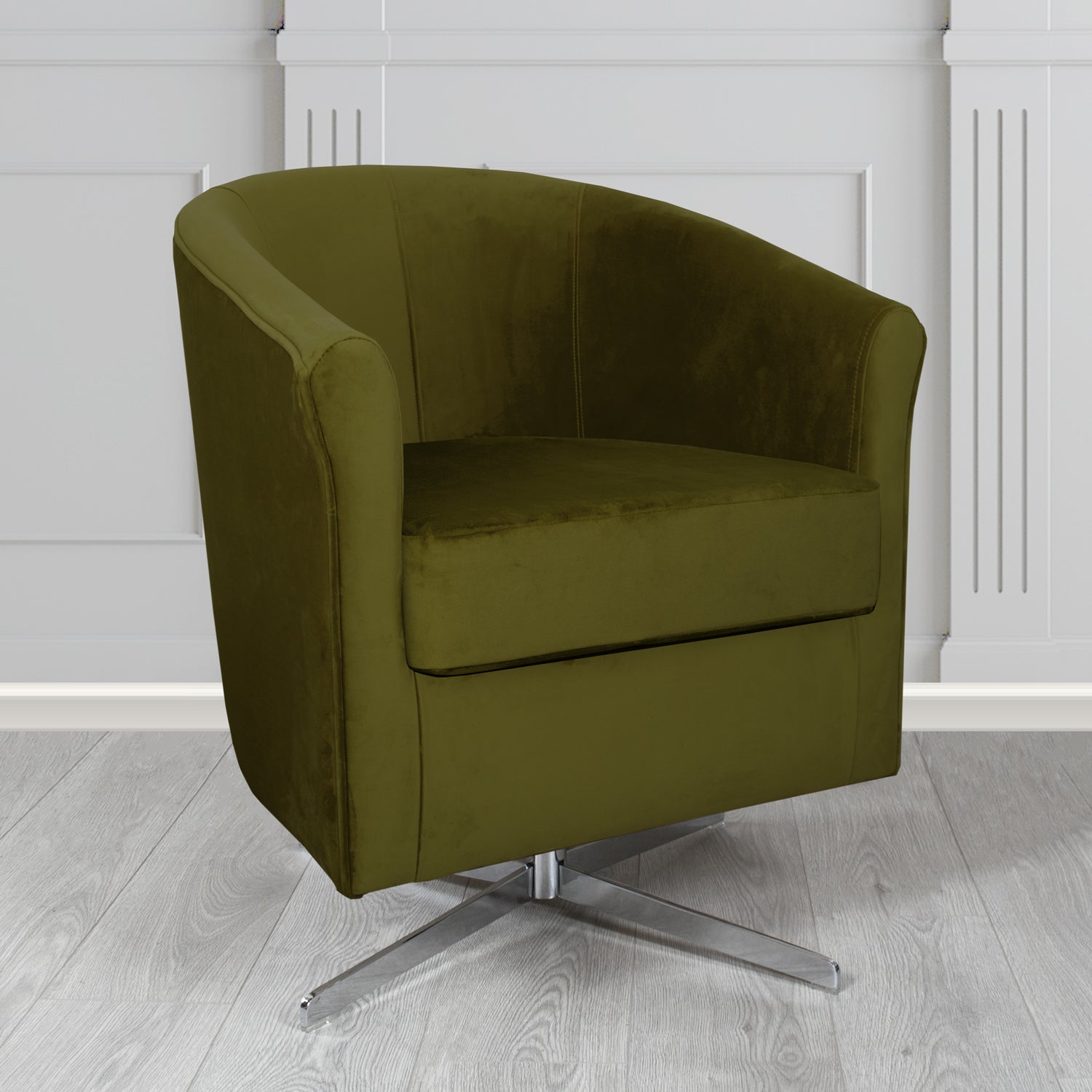 Cannes Swivel Tub Chair in Panaz Fabrics Allure Crib 5 Velvet Fabric