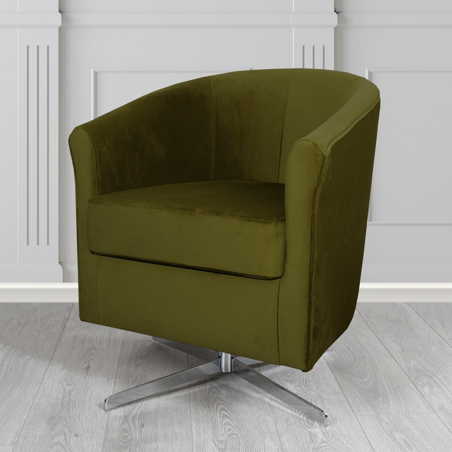 Cannes Swivel Tub Chair in Panaz Fabrics Allure Crib 5 Velvet Fabric