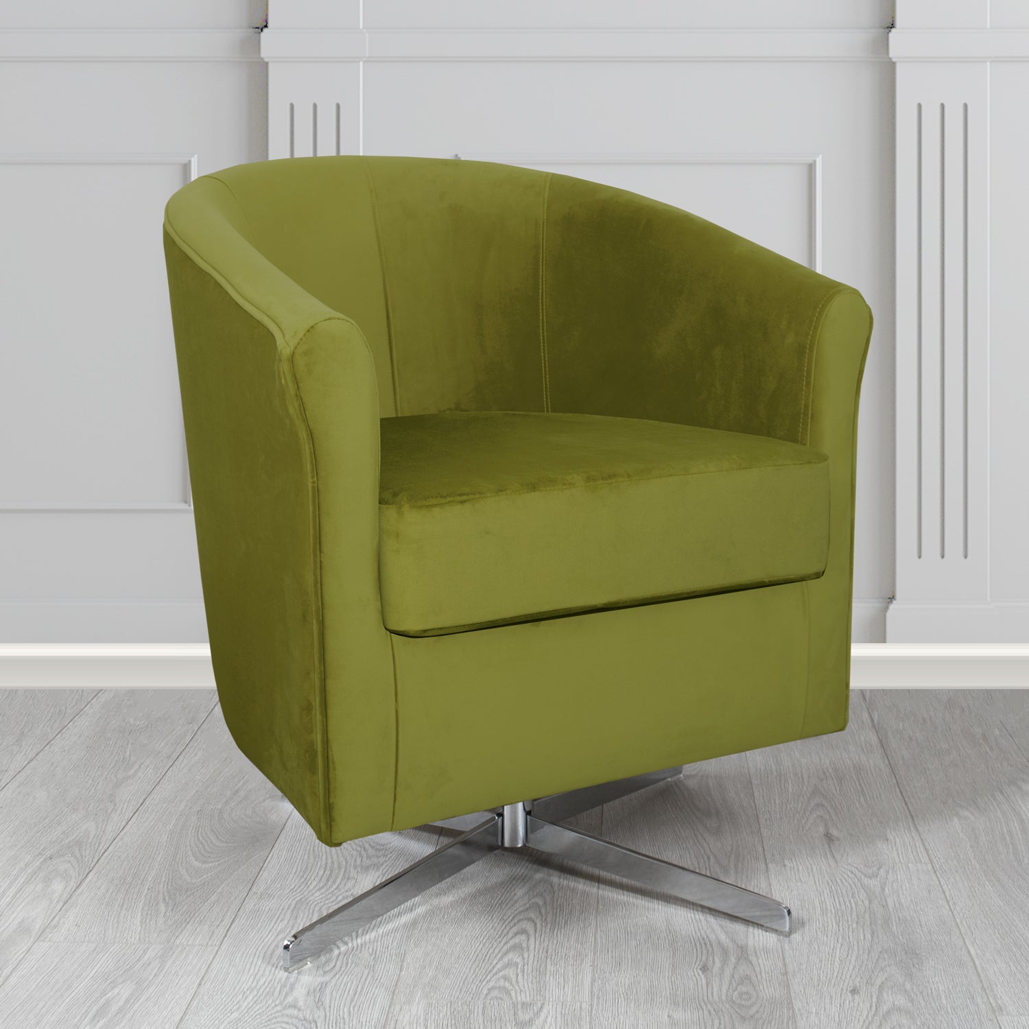 Cannes Swivel Tub Chair in Panaz Fabrics Allure Crib 5 Velvet Fabric