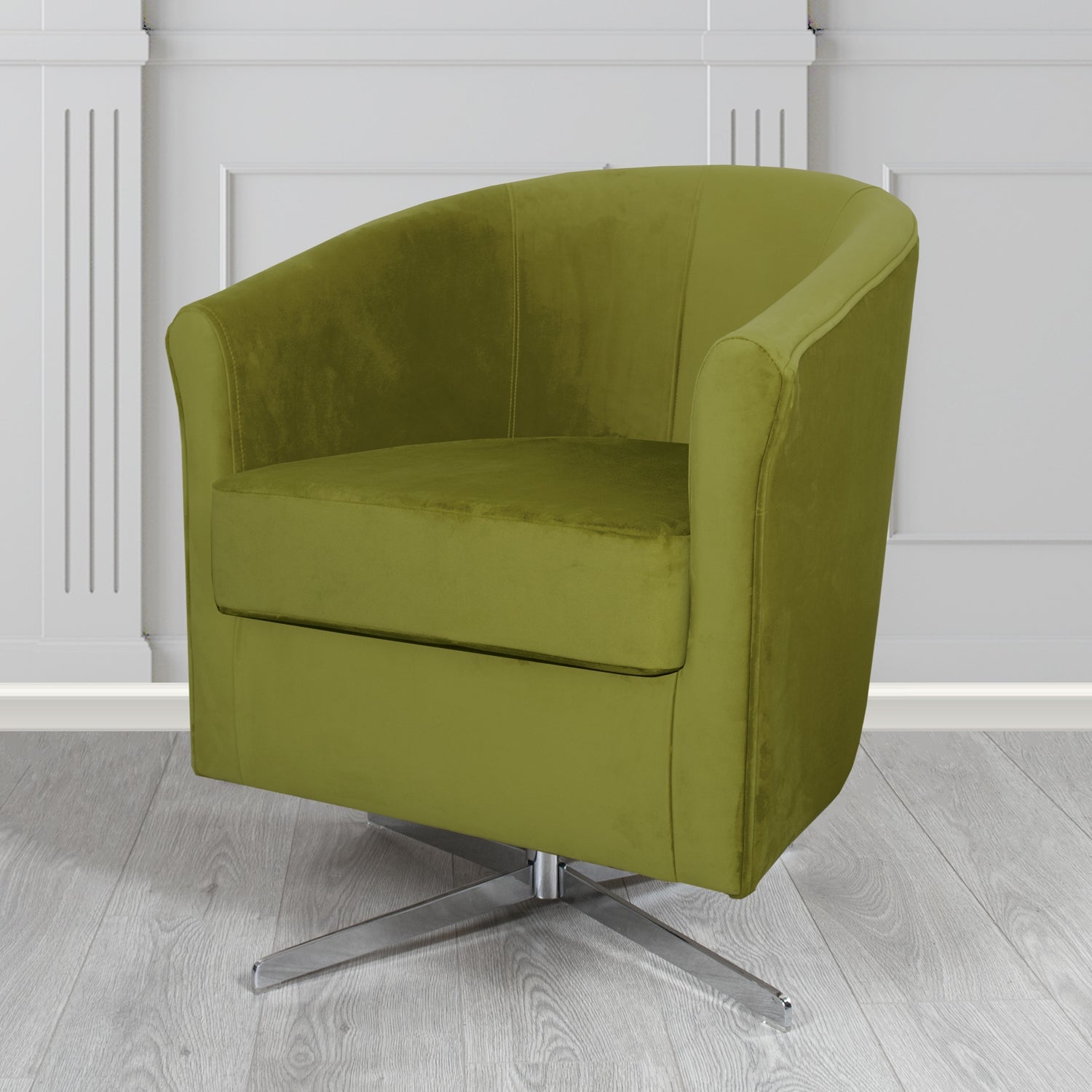 Cannes Swivel Tub Chair in Panaz Fabrics Allure Crib 5 Velvet Fabric