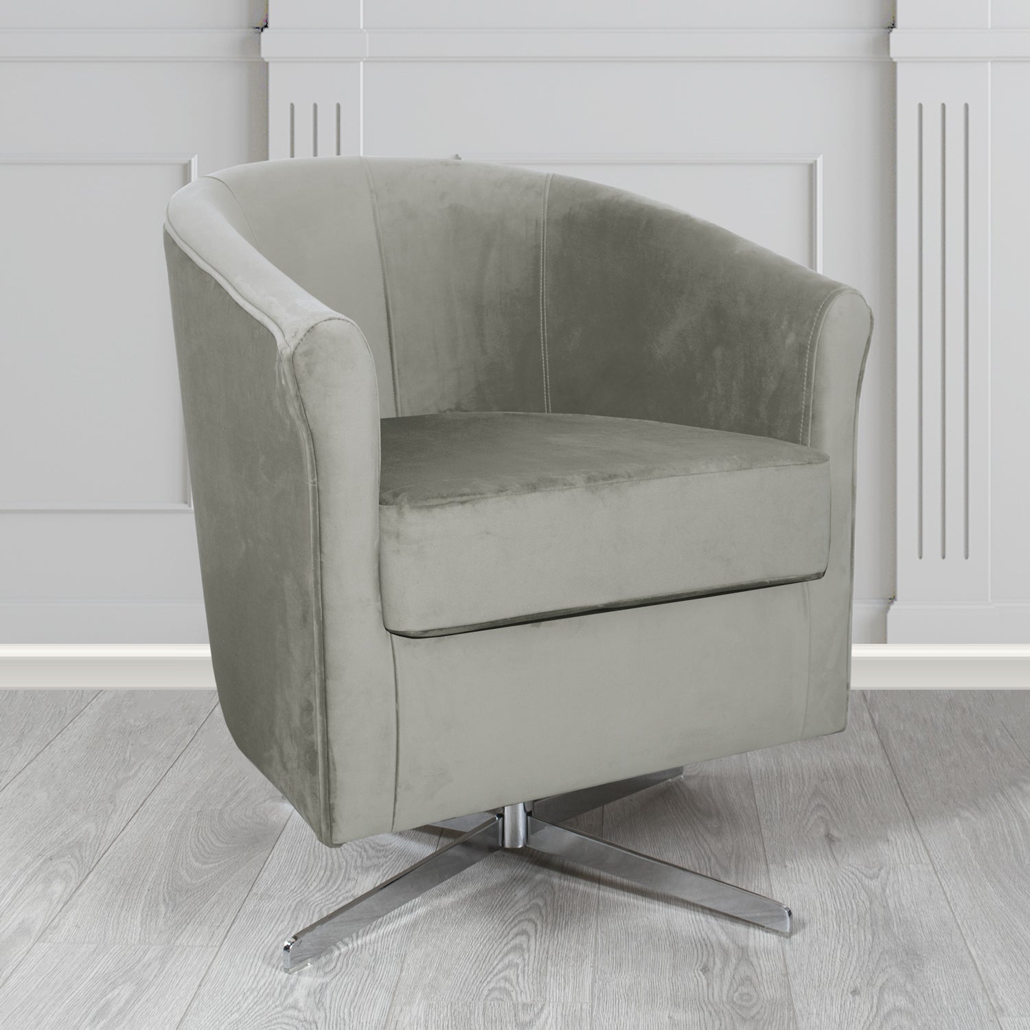 Cannes Swivel Tub Chair in Panaz Fabrics Allure Crib 5 Velvet Fabric