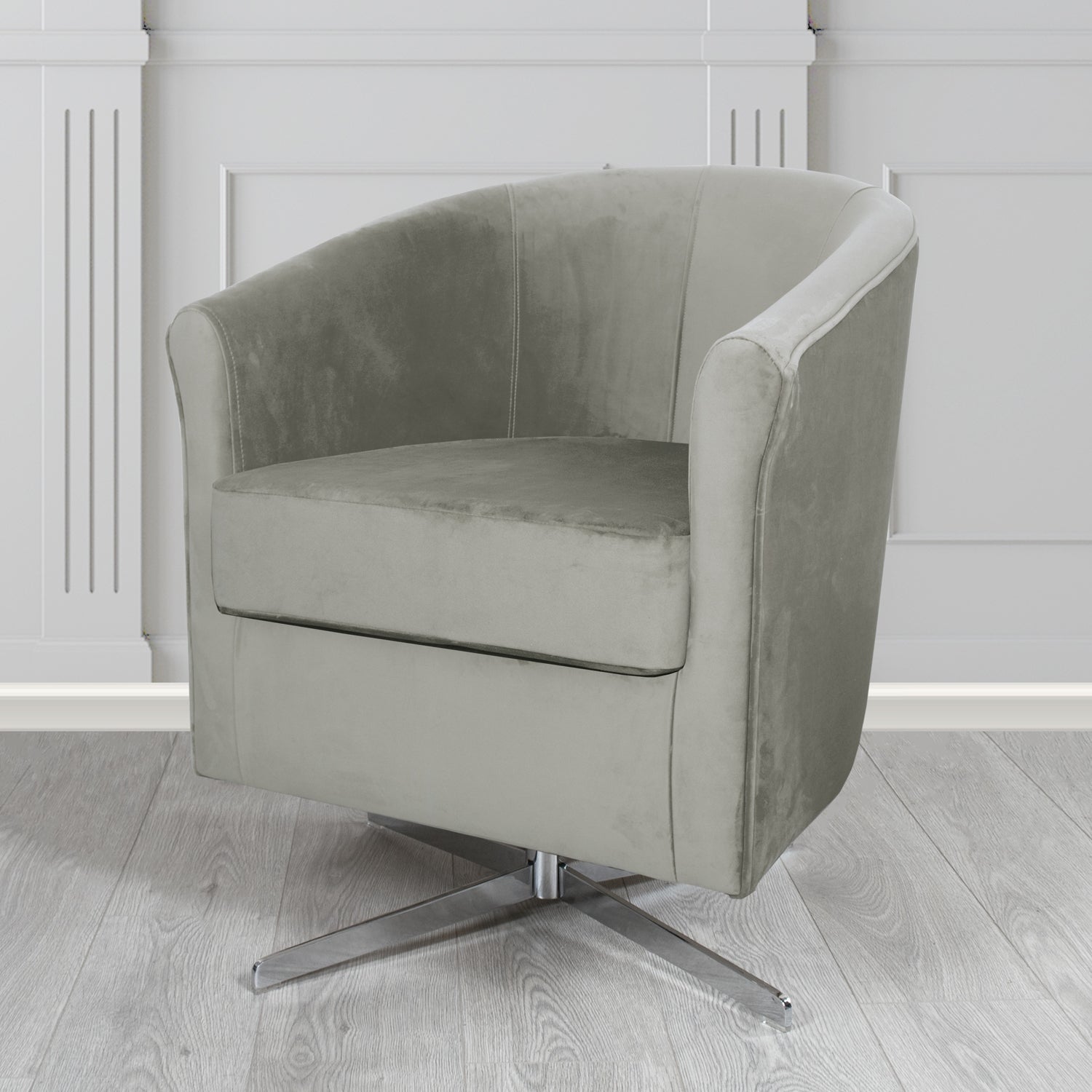 Cannes Swivel Tub Chair in Panaz Fabrics Allure Crib 5 Velvet Fabric