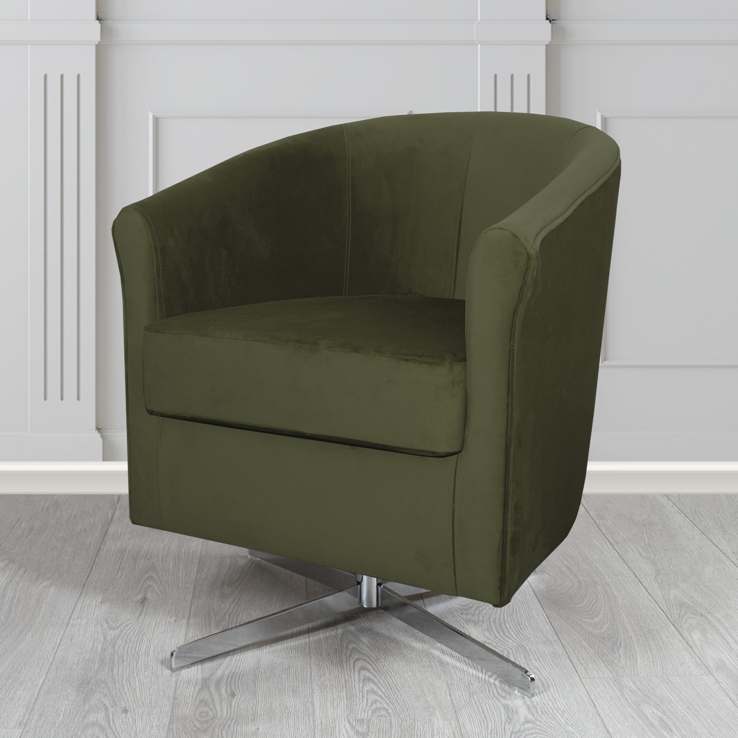 Cannes Swivel Tub Chair in Panaz Fabrics Allure Crib 5 Velvet Fabric