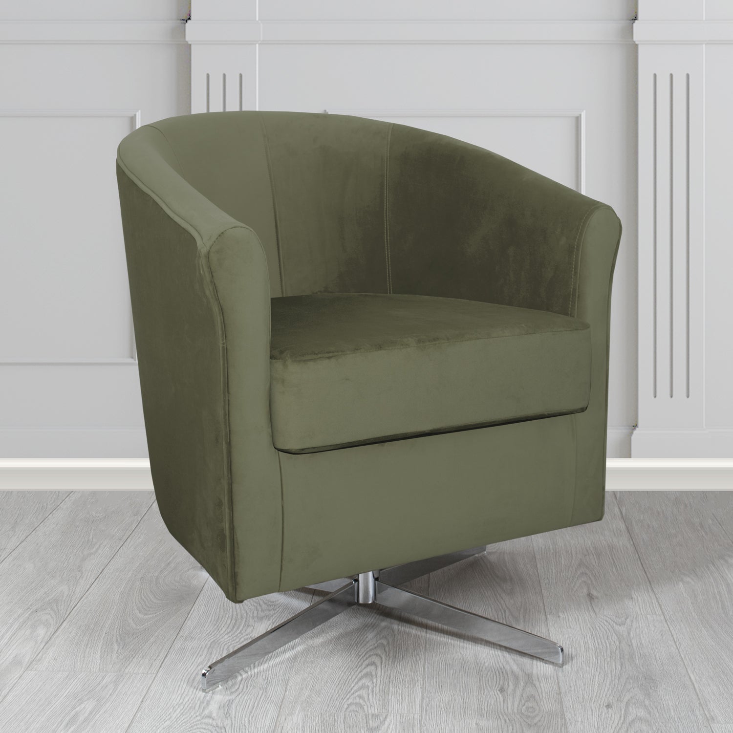 Cannes Swivel Tub Chair in Panaz Fabrics Allure Crib 5 Velvet Fabric