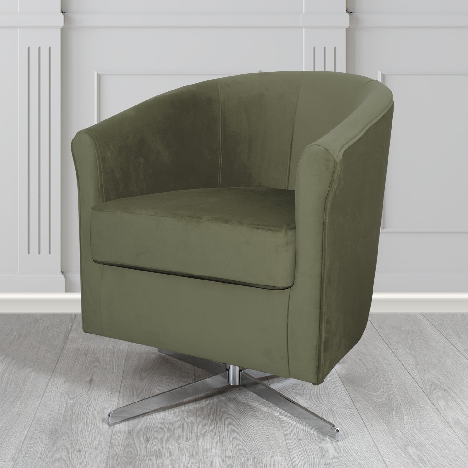 Cannes Swivel Tub Chair in Panaz Fabrics Allure Crib 5 Velvet Fabric