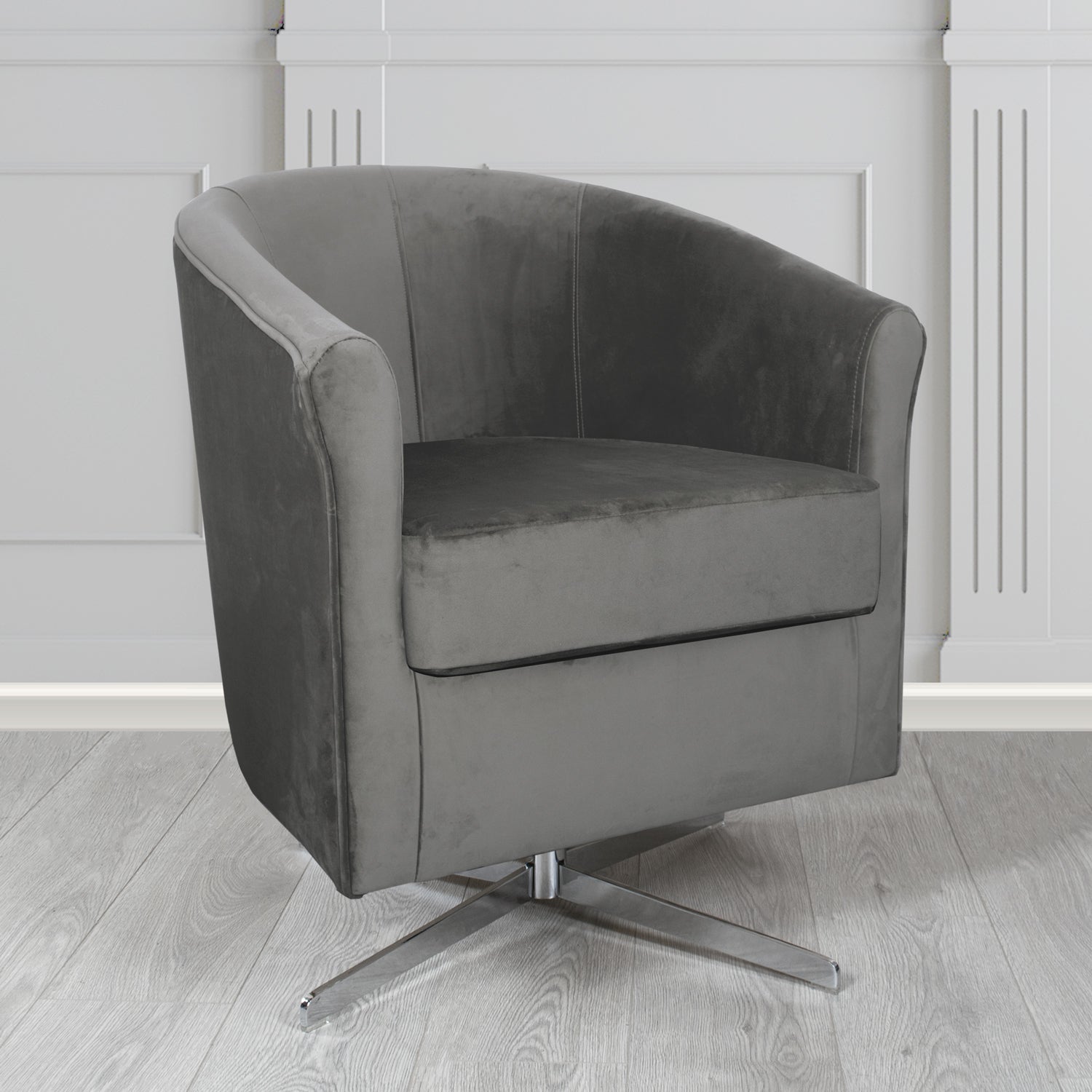 Cannes Swivel Tub Chair in Panaz Fabrics Allure Crib 5 Velvet Fabric