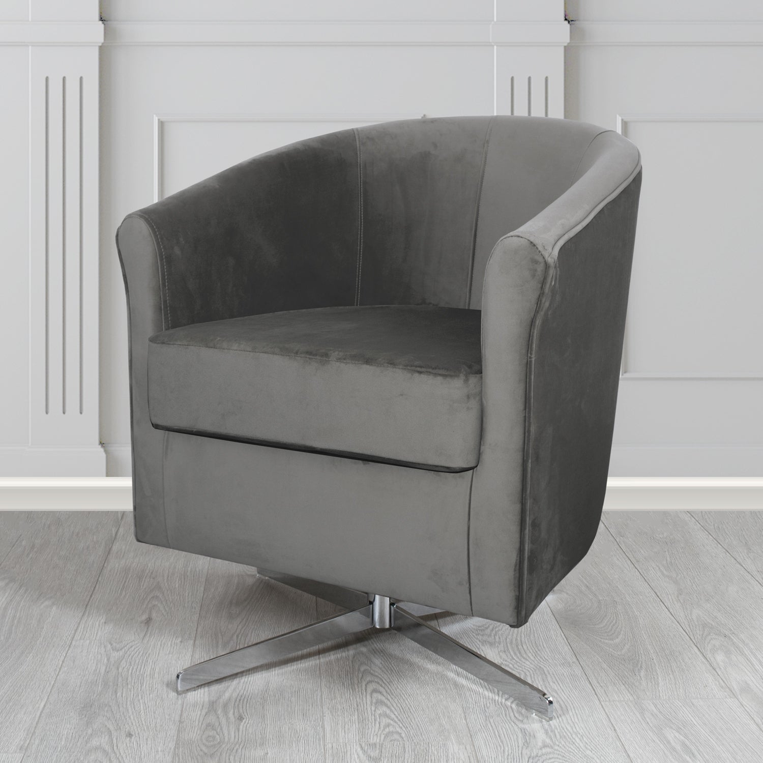 Cannes Swivel Tub Chair in Panaz Fabrics Allure Crib 5 Velvet Fabric