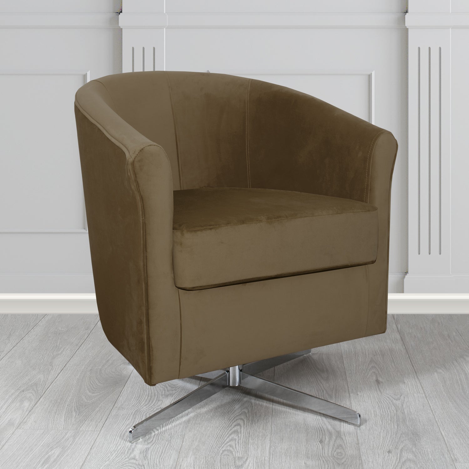 Cannes Swivel Tub Chair in Panaz Fabrics Allure Crib 5 Velvet Fabric